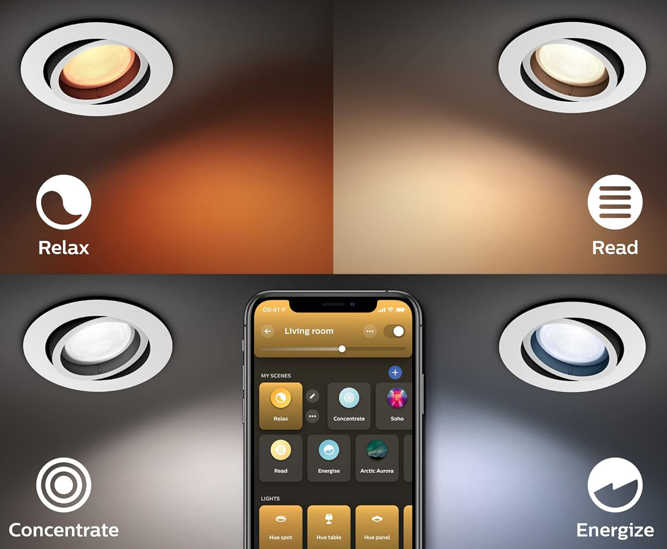 Oprawa Podtynkowa Wpuszczana LED 4.2W 400lm IP20 White and Color Ambiance RGB + TW Aluminium Inteligentna SMART Zigbee Bluetooth Centura Philips HUE - trzecia cecha produktu
