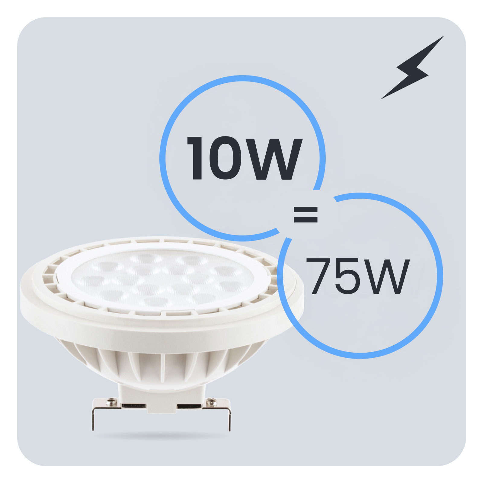 Żarówka LED G53 Reflektor AR111 10W = 75W 1055lm 4000K Neutralna 38° 12V LUMILED - trzecia cecha produktu