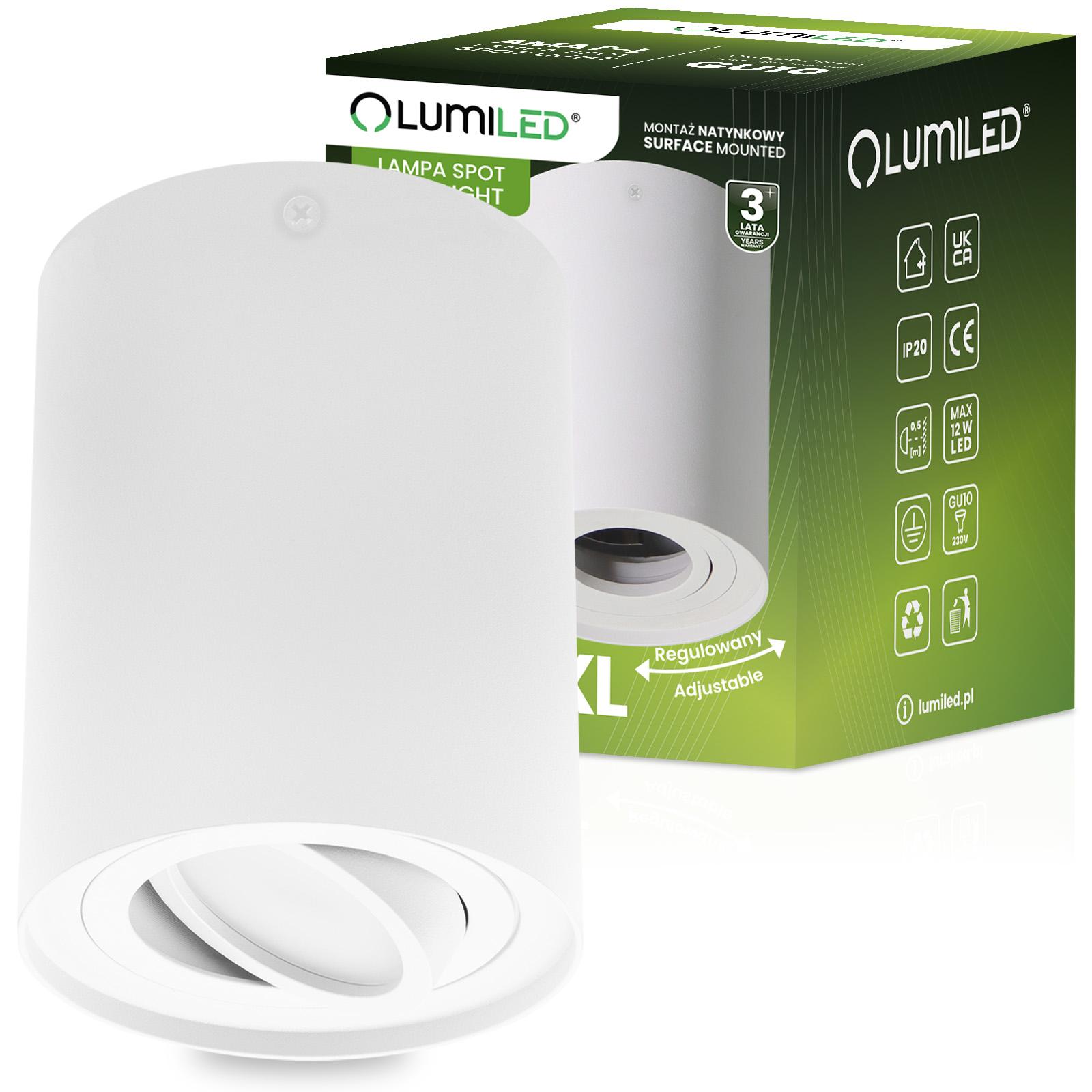 Oprawa Natynkowa HALOGENOWA Spot Tuba Ruchoma GU10 Okrągła Biała 125mm AMAT-XL LUMILED - główne zdjęcie produktu