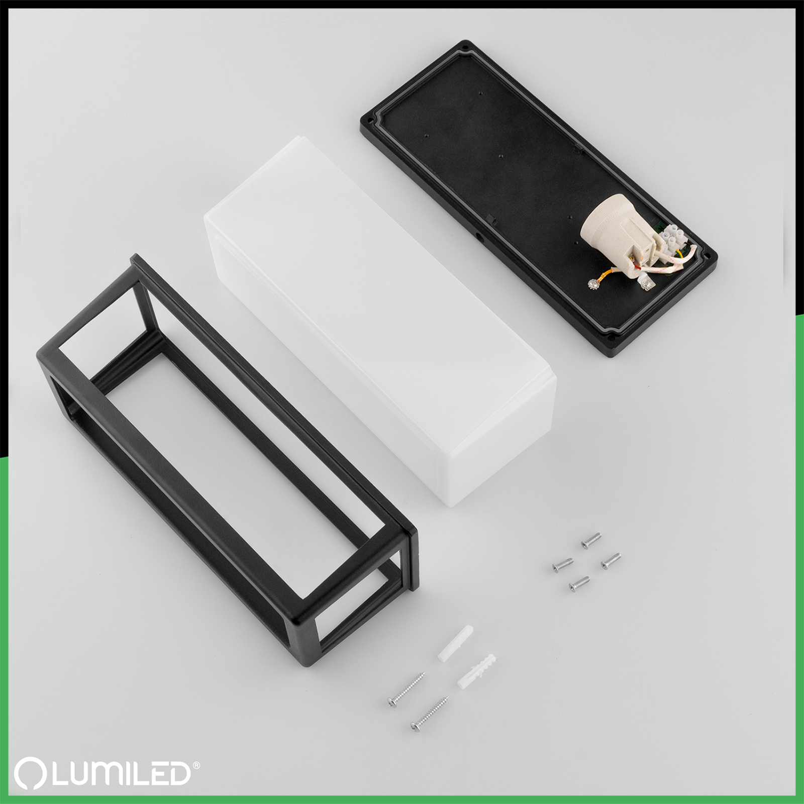 Lampa Ogrodowa Kinkiet Elewacyjny E27 Prostokątny DOMLO LUMILED - skład produktu