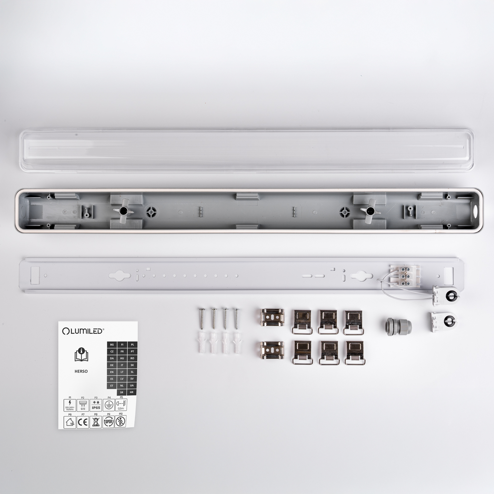 Oprawa Lampa Hermetyczna LED Pyłoszczelna 60cm T8 G13 IP65 HERSO Lumiled - skład produktu