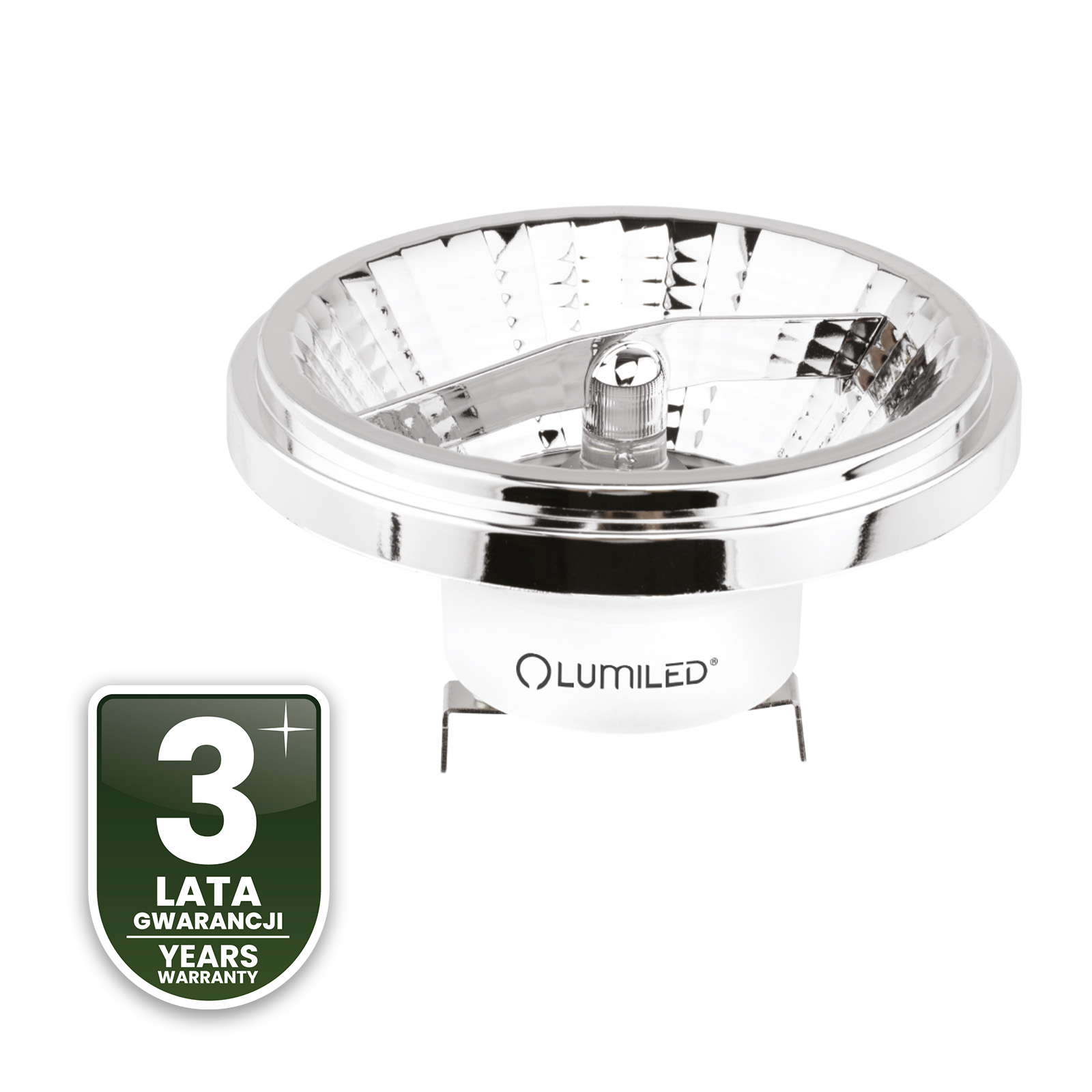 Żarówka LED G53 Reflektor AR111 10W = 75W 1055lm 4000K Neutralna 24° 12V Srebrna LUMILED - czwarta cecha produktu