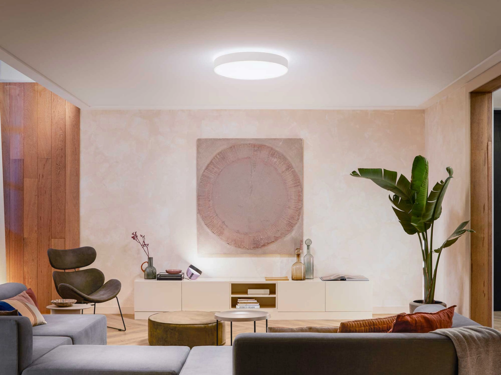 Plafon LED Lampa Sufitowa Natynkowa 48W 6100lm IP20 White Ambiance TW Biała 55cm Inteligentna SMART Zigbee Bluetooth Enrave Philips HUE - obszar zastosowań