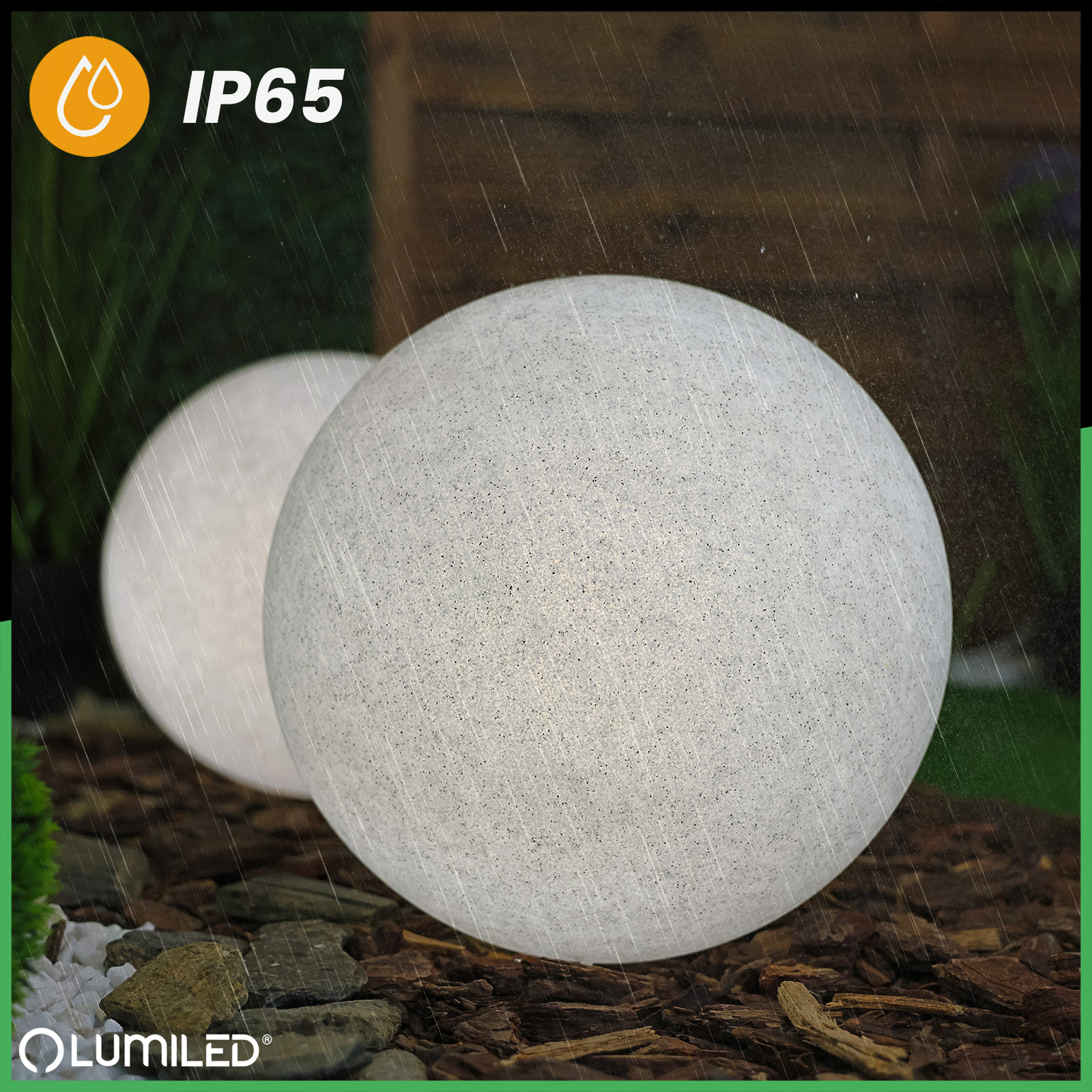 Lampa Oprawa Ogrodowa Zewnętrzna KAMIENNA KULA LED LUMIKULA 40cm E27 IP65 LUMILED - druga cecha produktu