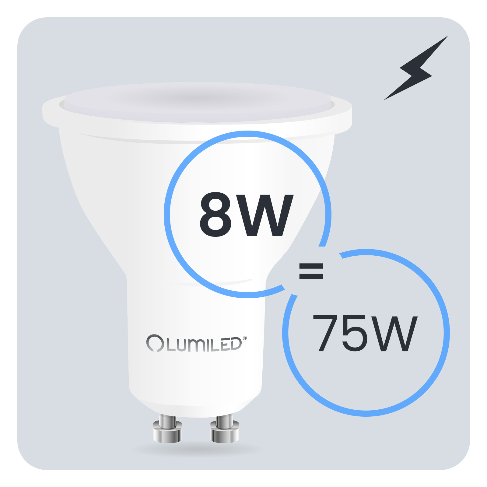 10x Żarówka LED GU10 Reflektor PAR16 8W = 80W 800lm 3000K Ciepła 120° LUMILED - trzecia cecha produktu