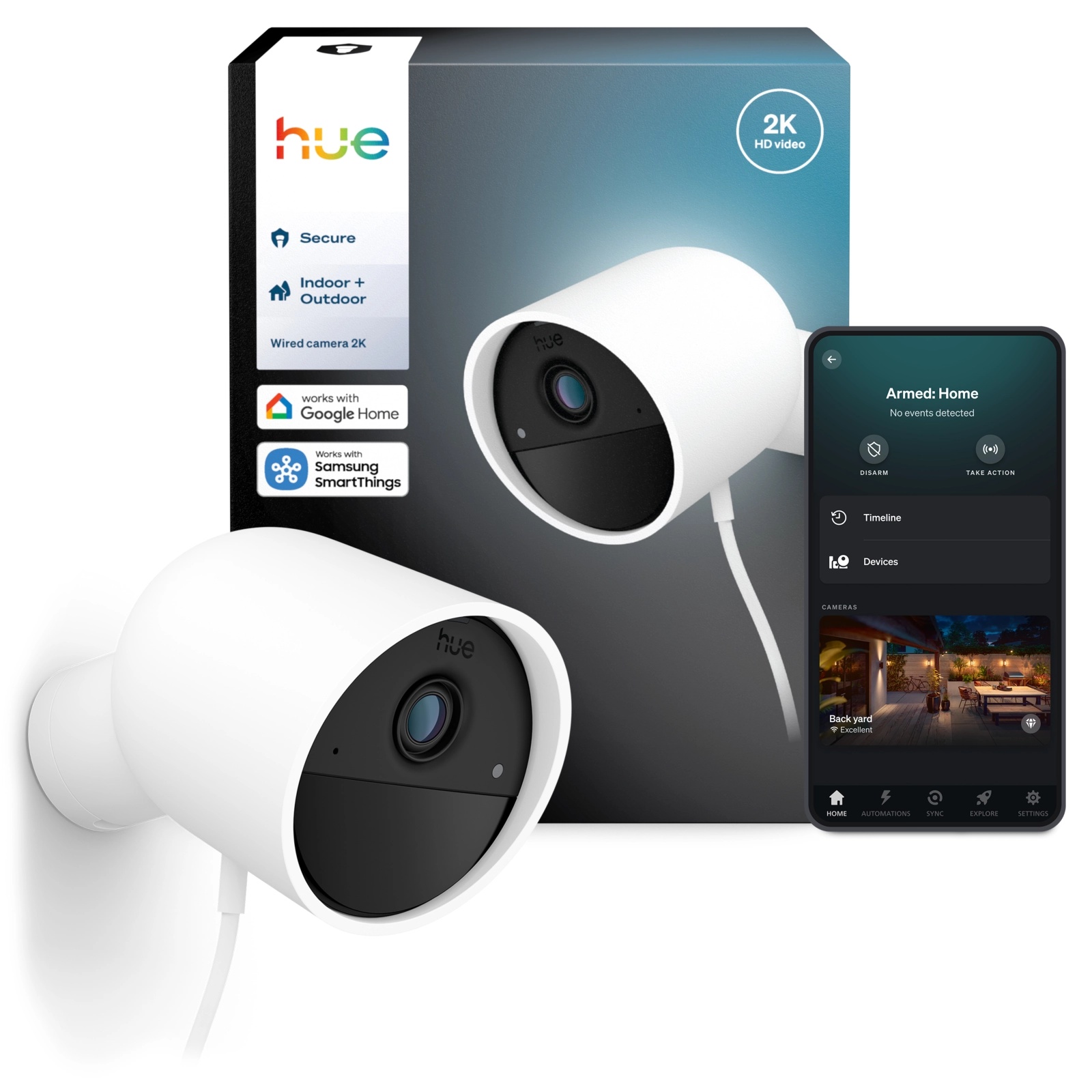 Kamera Przewodowa Zewnętrzna IP 2K QHD 1440p CMOS Biała Zigbee WiFi SMART Security Camera Secure Philips HUE - główne zdjęcie produktu