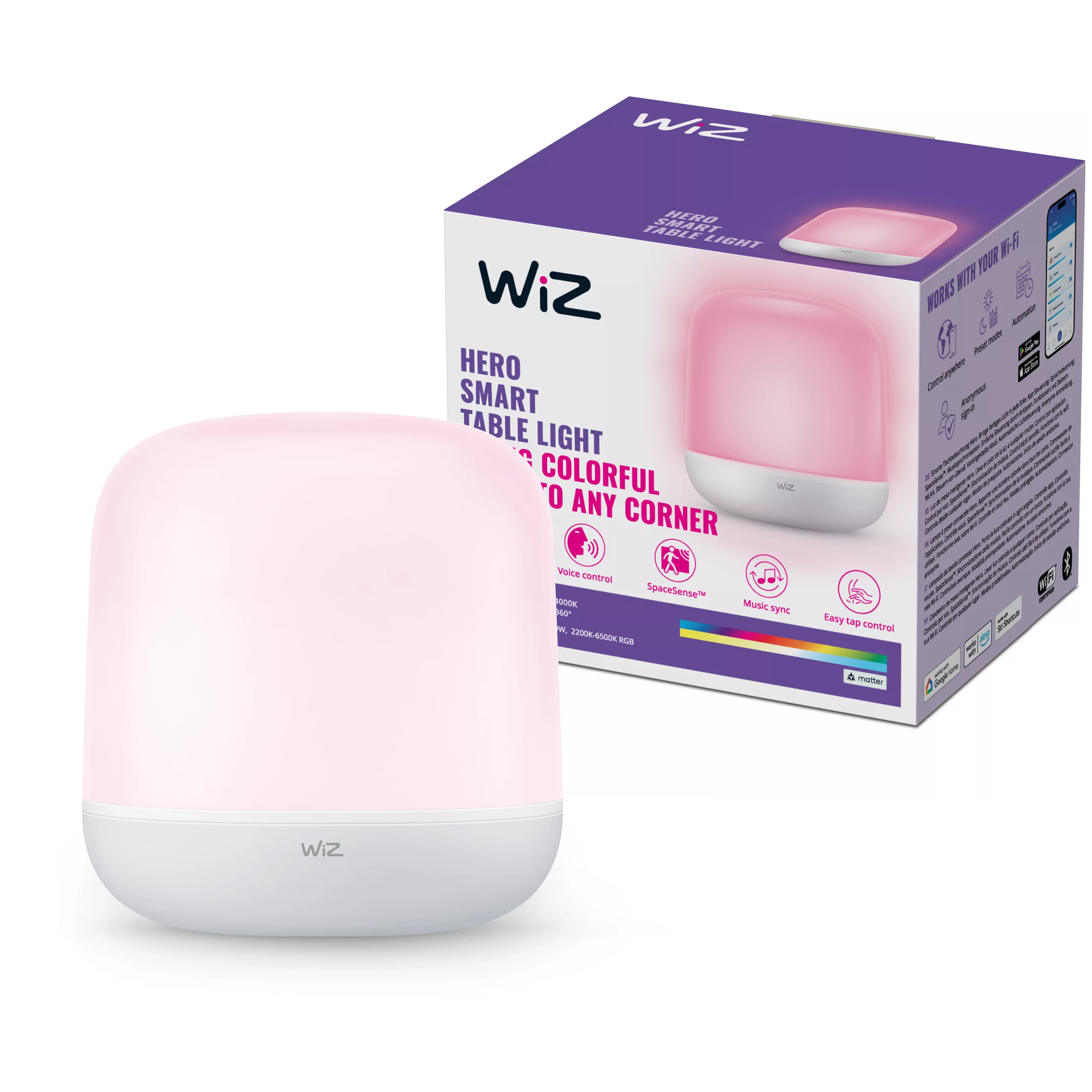 Lampka Biurkowa LED Nocna 9W 620lm 2200-6500K RGB + TW 16cm Inteligentna SMART WiFi Bluetooth Aplikacja Hero WiZ - główne zdjęcie produktu