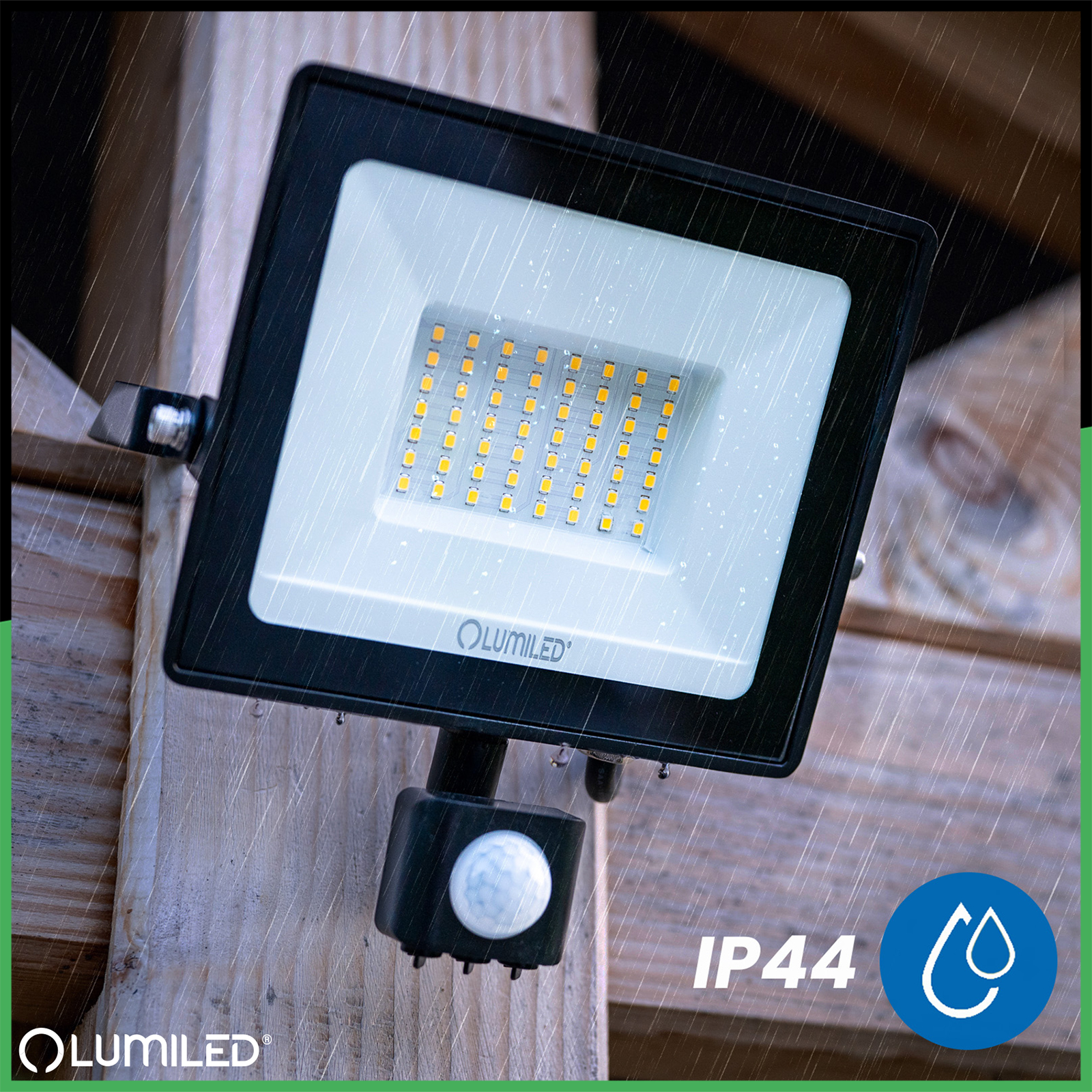 Naświetlacz LED ZUNA2 50W 4500lm 6500K IP44 Czarny Czujnik Ruchu LUMILED - pierwsza cecha produktu