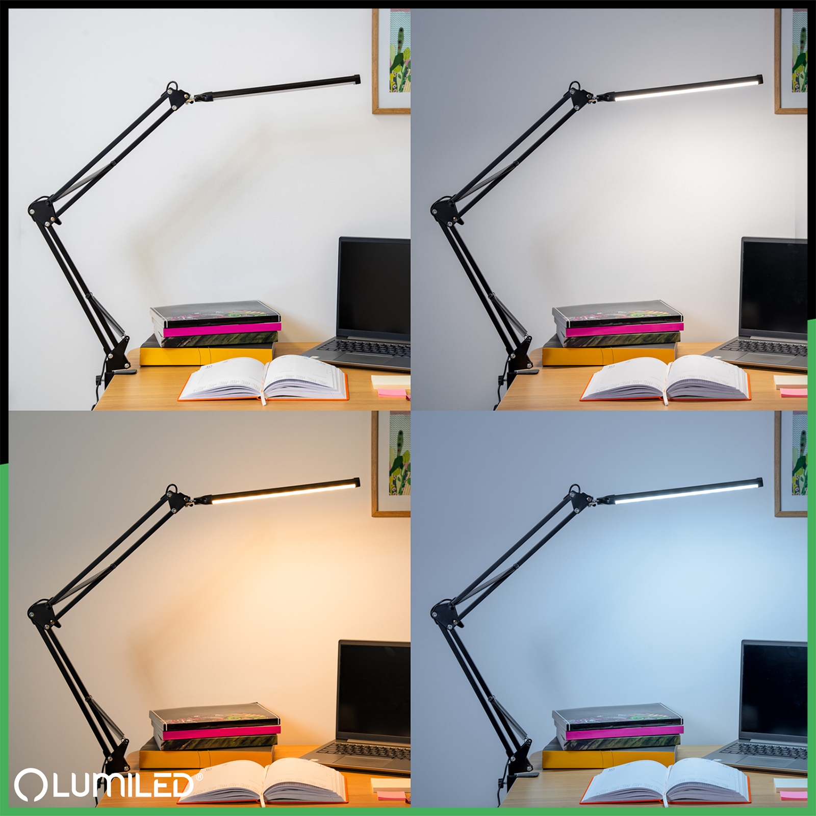 Lampka Biurkowa Kreślarska Stołowa LED 8W CCT USB Ściemnialna COSMI Czarna Lumiled - druga cecha produktu