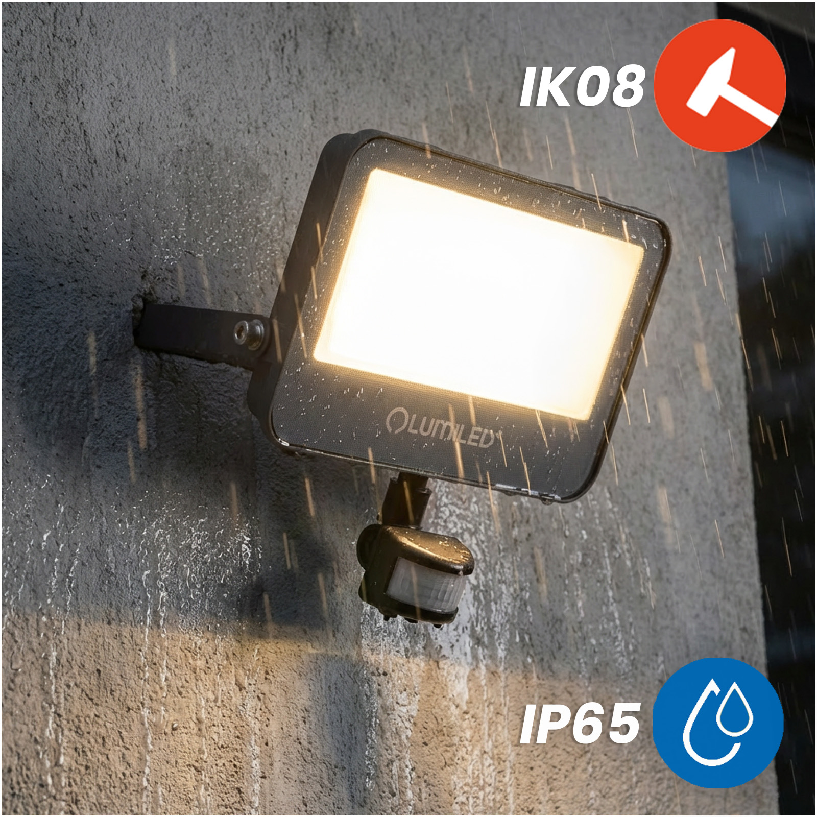 Naświetlacz LED TRINOX 50W 5500lm CCT IP65 Szary Czujnik Ruchu i Zmierzchu LUMILED - druga cecha produktu