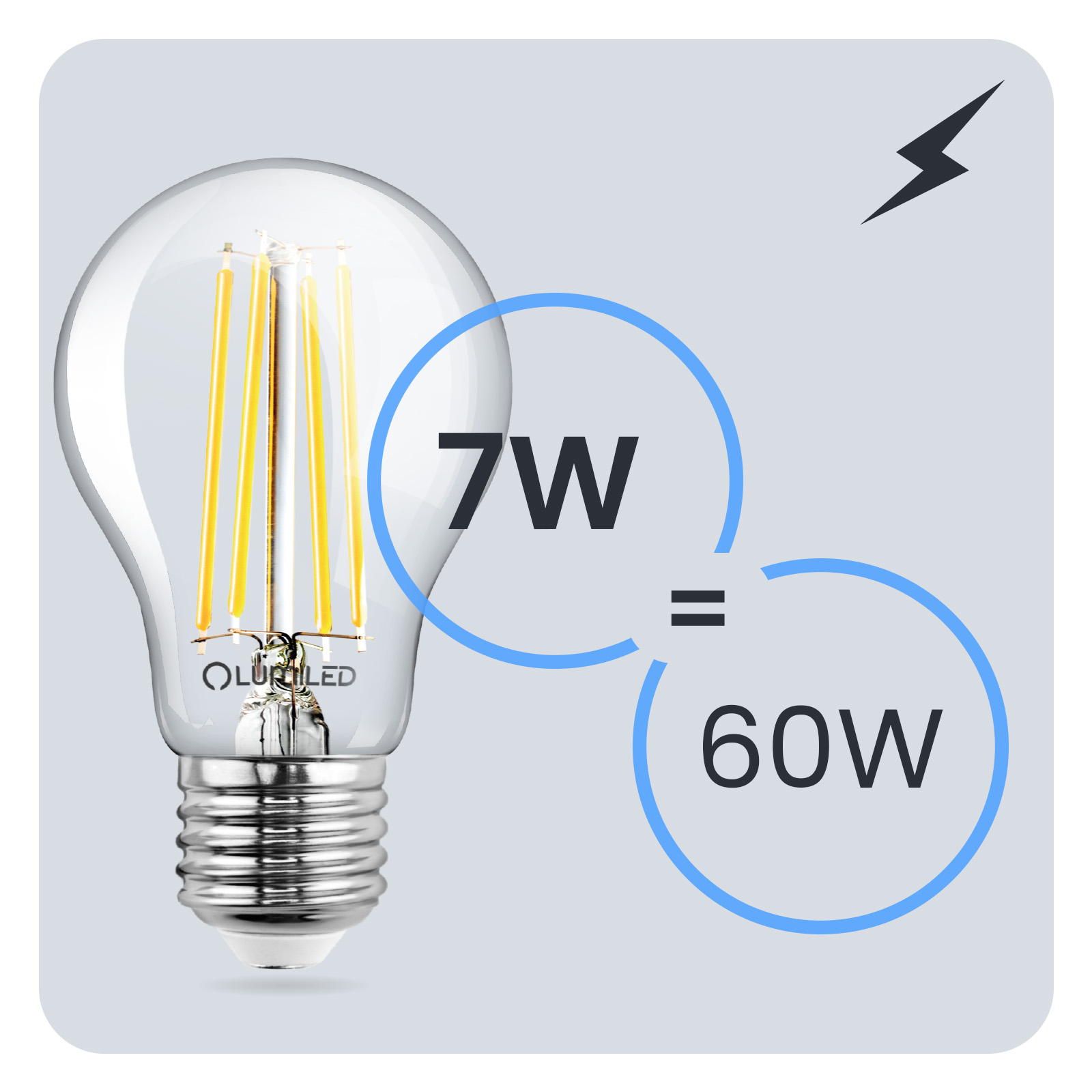 Żarówka LED E27 A60 7W = 60W 810lm 3000K Ciepła 360° FILAMENT LUMILED - trzecia cecha produktu