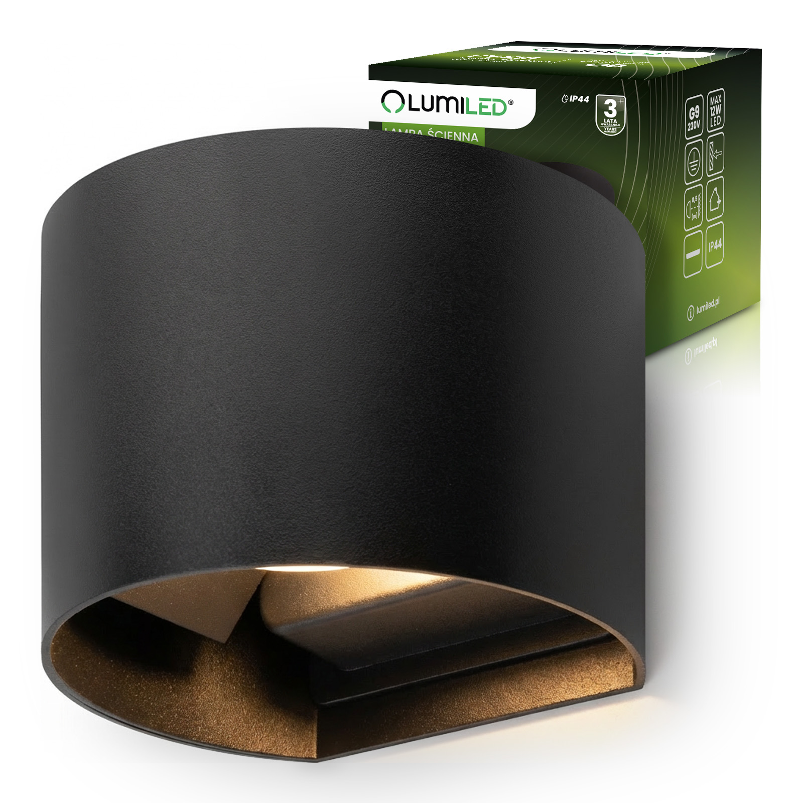 Kinkiet Ogrodowy Elewacyjny LED G9 Regulowany Okrągły Góra Dół Czarny PYXIS LUMILED - główne zdjęcie produktu