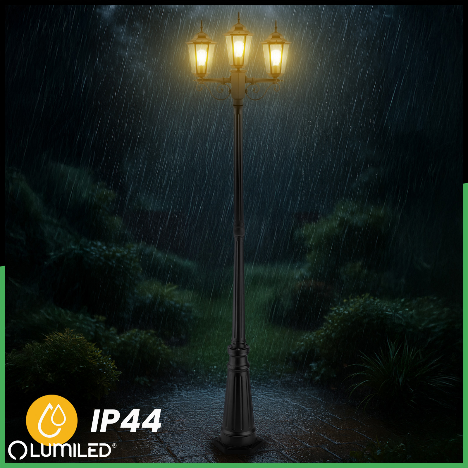 Lampa Ogrodowa Zewnętrzna 3xE27 SŁUPEK LATARNIA 2m Czarna BELLIS LUMILED - druga cecha produktu