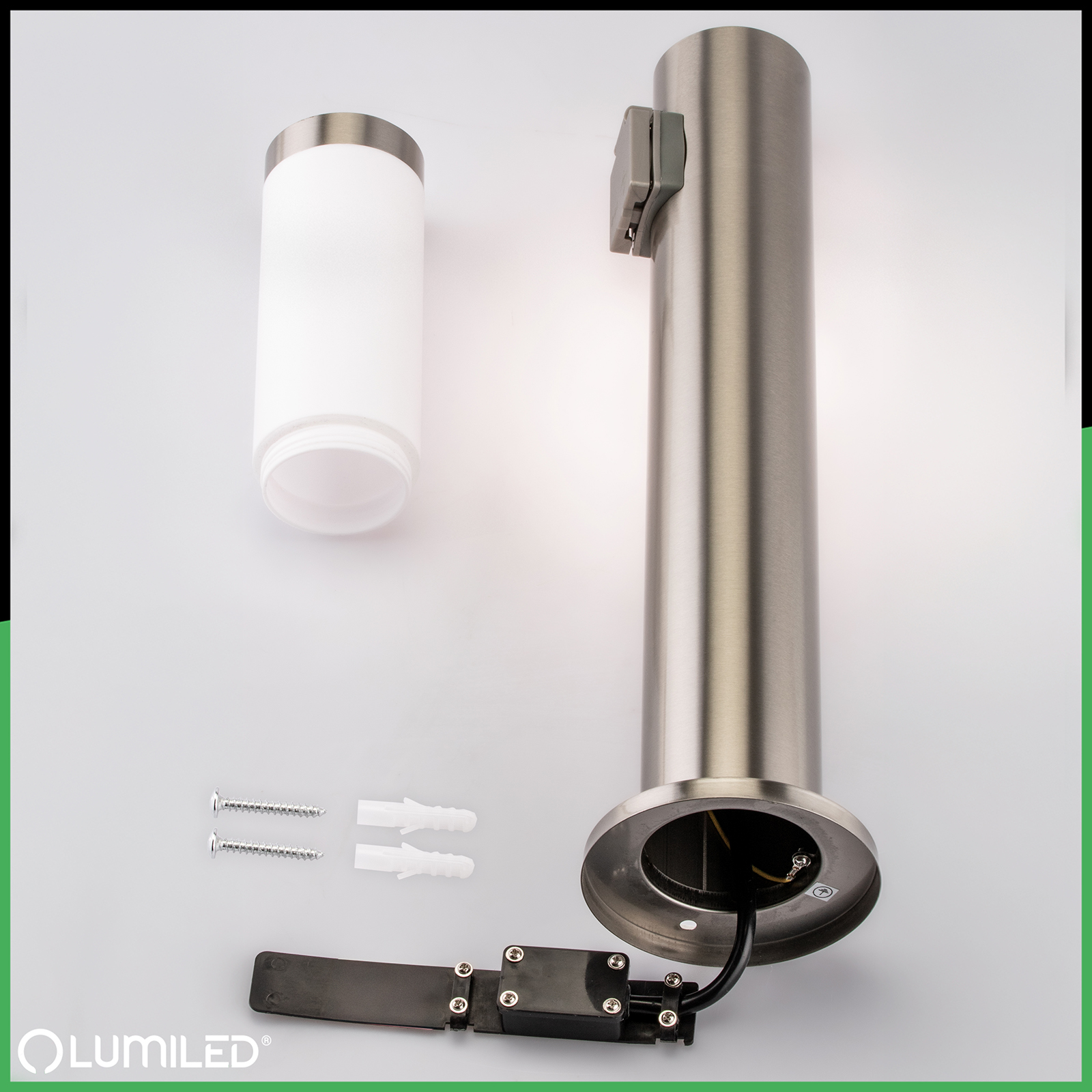 Lampa Ogrodowa Zewnętrzna E27 INOX SŁUPEK 65cm z Gniazdem 230V Lilium LUMILED - skład produktu