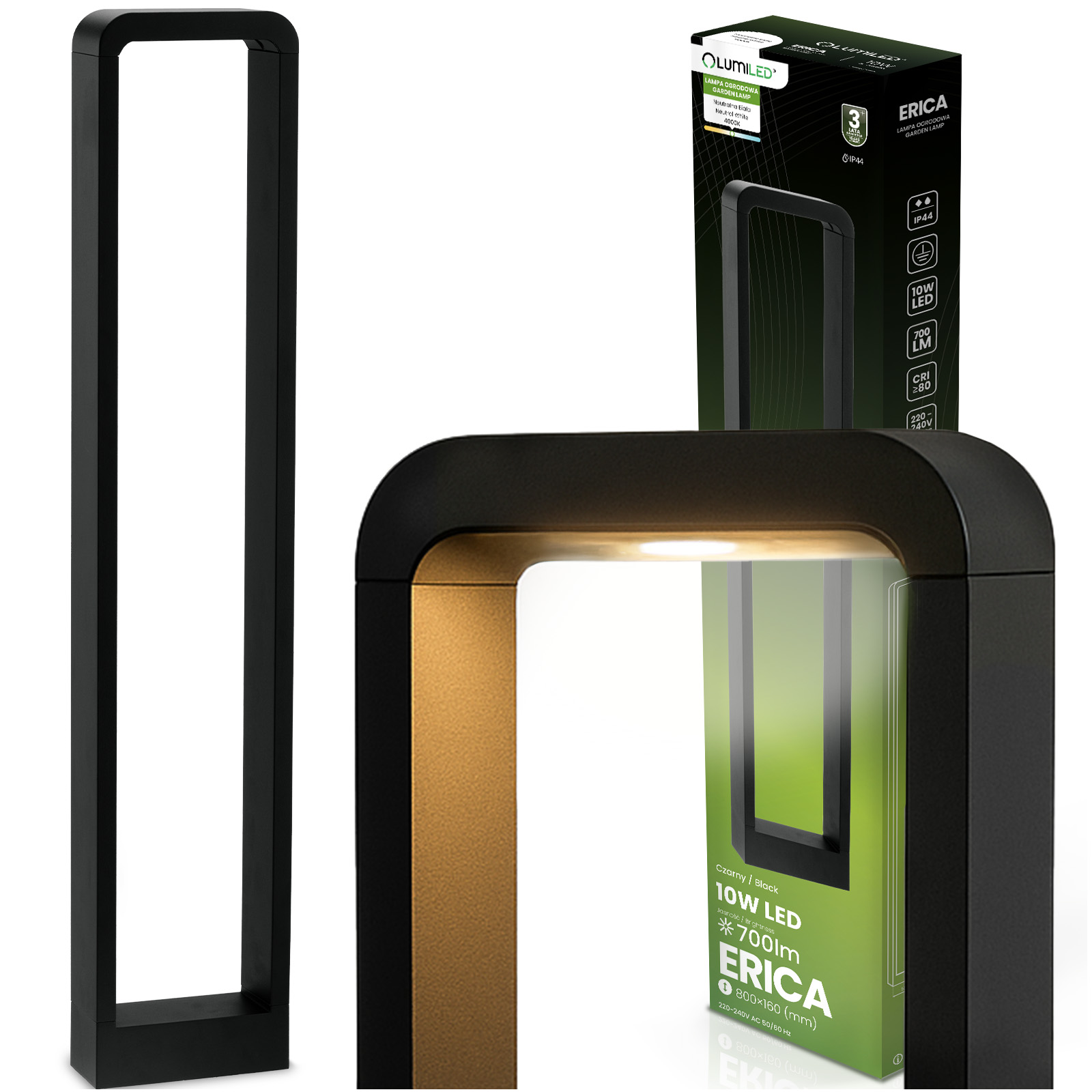 Lampa Ogrodowa Słupek Zewnętrzny Stojący LED 10W ERICA 80cm LUMILED - główne zdjęcie produktu