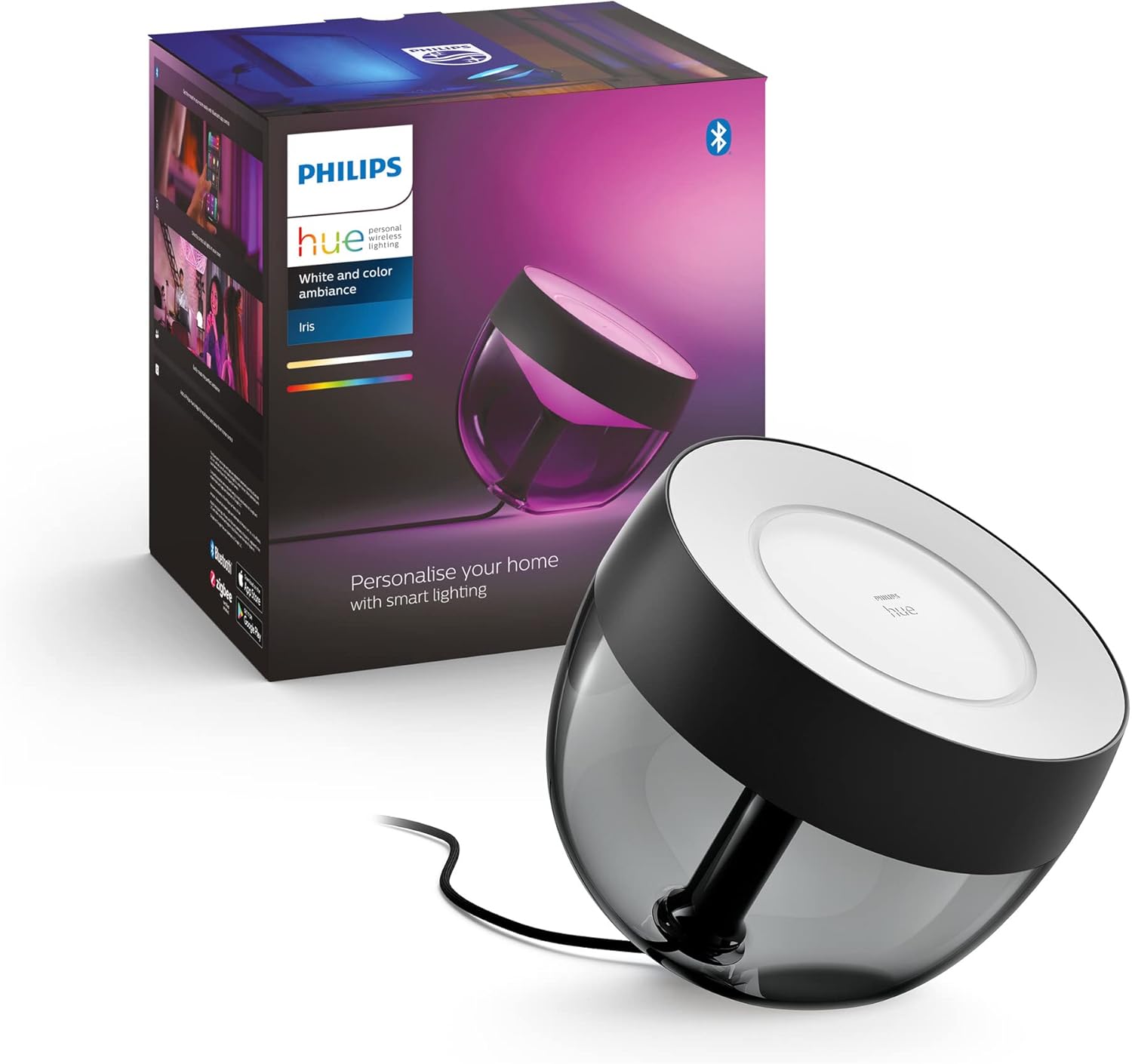 Lampka Biurkowa LED Nocna 8.2W 570lm IP20 White and Color Ambiance RGB + TW Czarna Inteligentna SMART Zigbee Bluetooth Iris Philips HUE - główne zdjęcie produktu