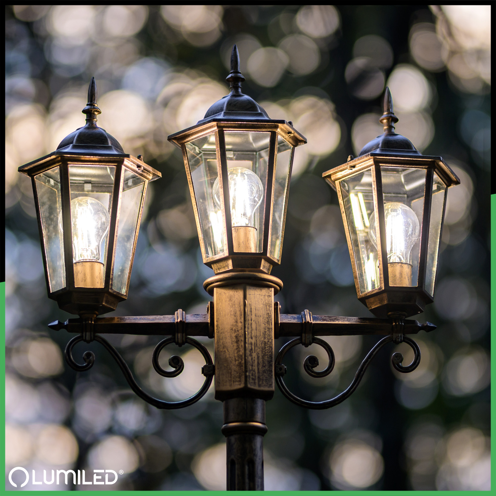 Lampa Ogrodowa Zewnętrzna 3xE27 SŁUPEK LATARNIA 2m Patyna BELLIS LUMILED - trzecia cecha produktu