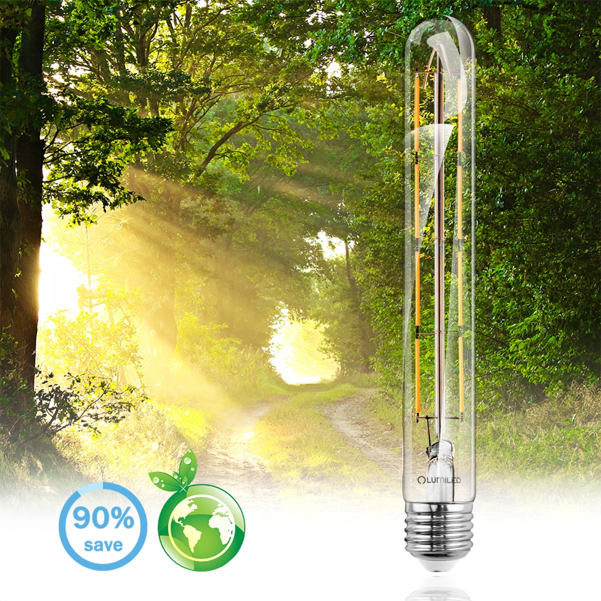 Żarówka LED E27 Tubularna T30 8W = 75W 1055lm 3000K Ciepła 360° FILAMENT LUMILED - pierwsza cecha produktu