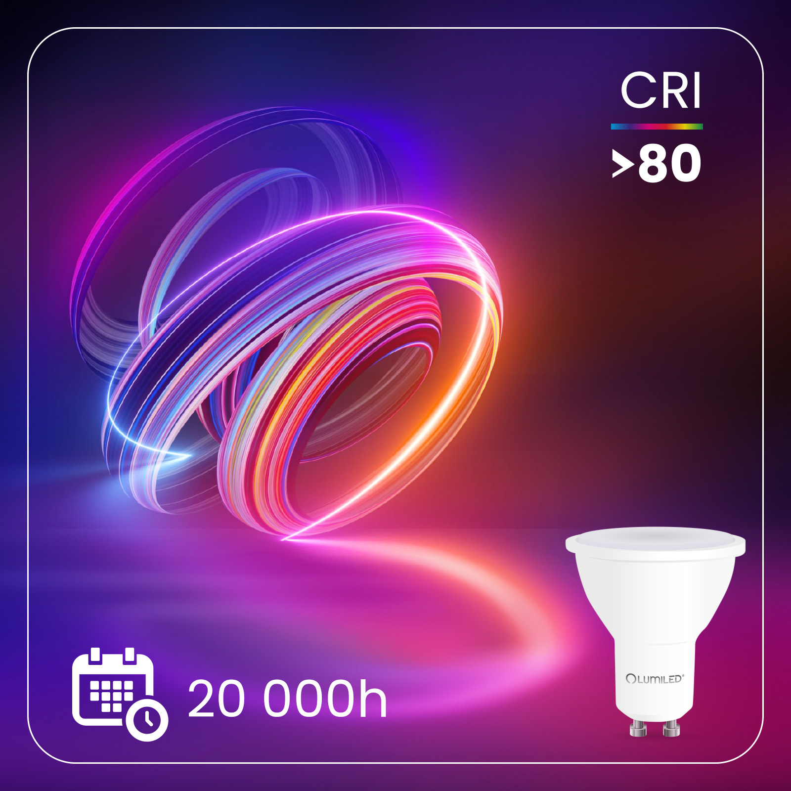10x Żarówka LED GU10 Reflektor PAR16 8W = 80W 800lm 3000K Ciepła 120° LUMILED - druga cecha produktu