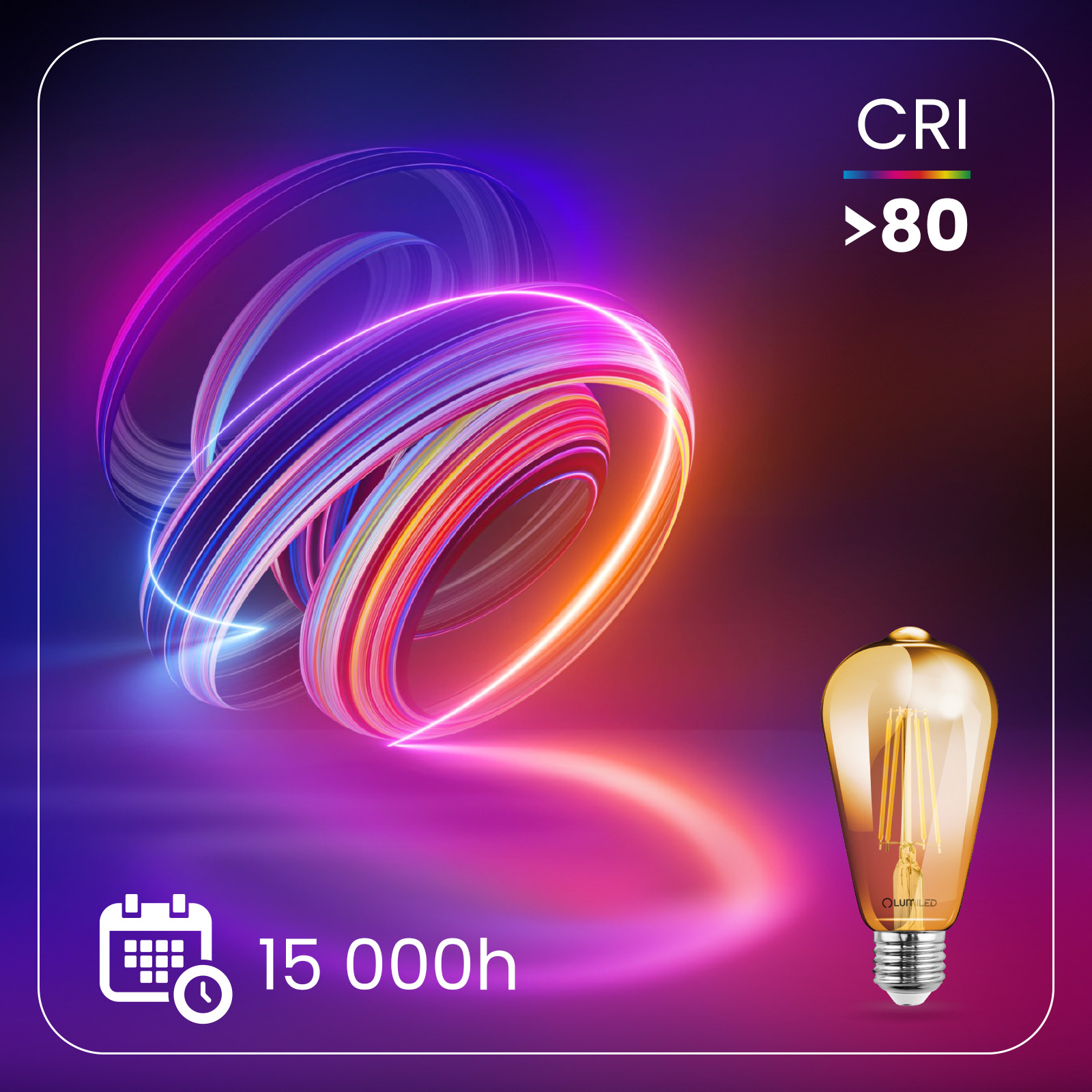 Żarówka LED E27 Edison ST64 4W = 35W 440lm 2000K Ciepła 360° FILAMENT LUMILED - druga cecha produktu
