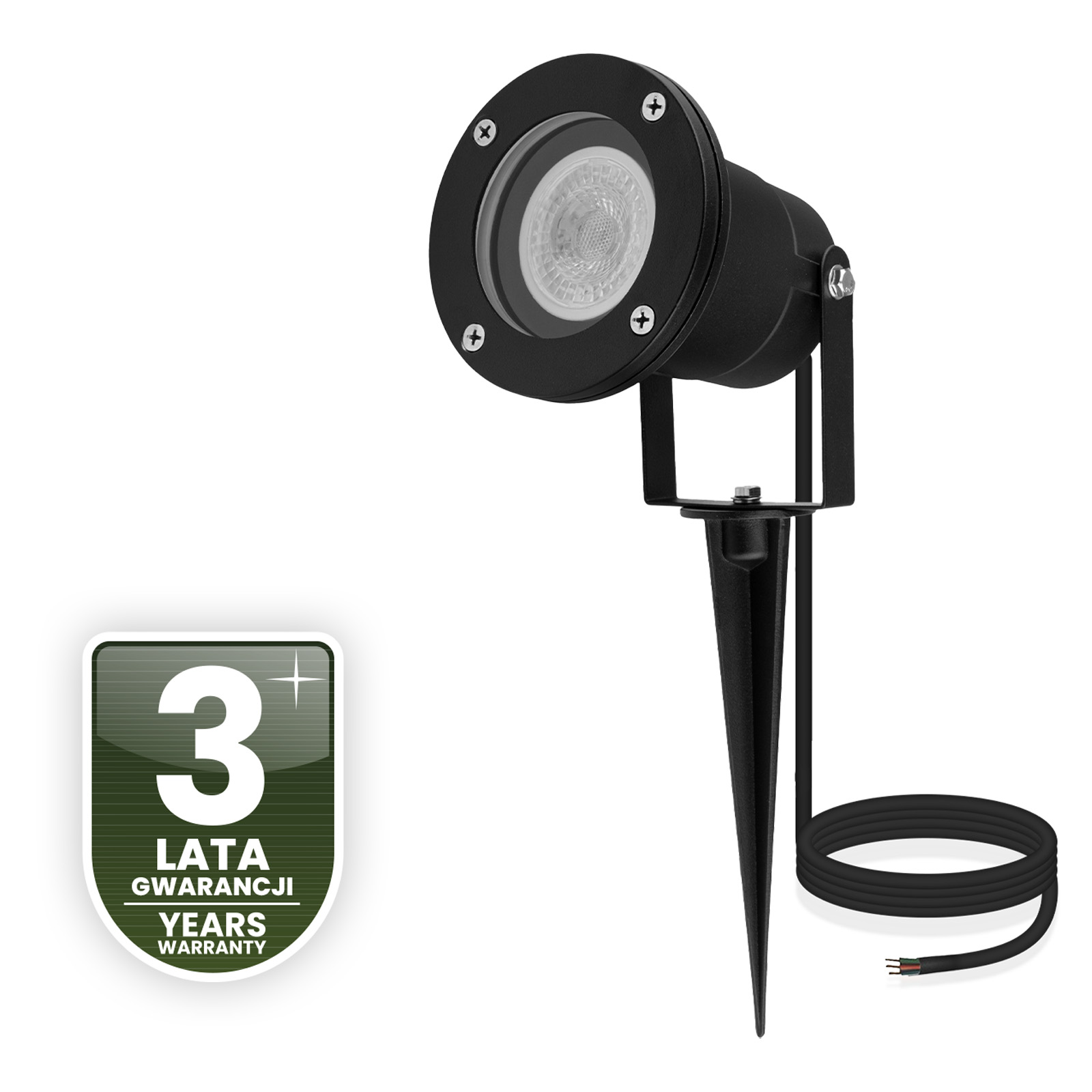 Lampa Ogrodowa Wbijana LED GU10 IP65 WODOSZCZELNA Czarna z Przewodem 1m HORTI LUMILED - czwarta cecha produktu