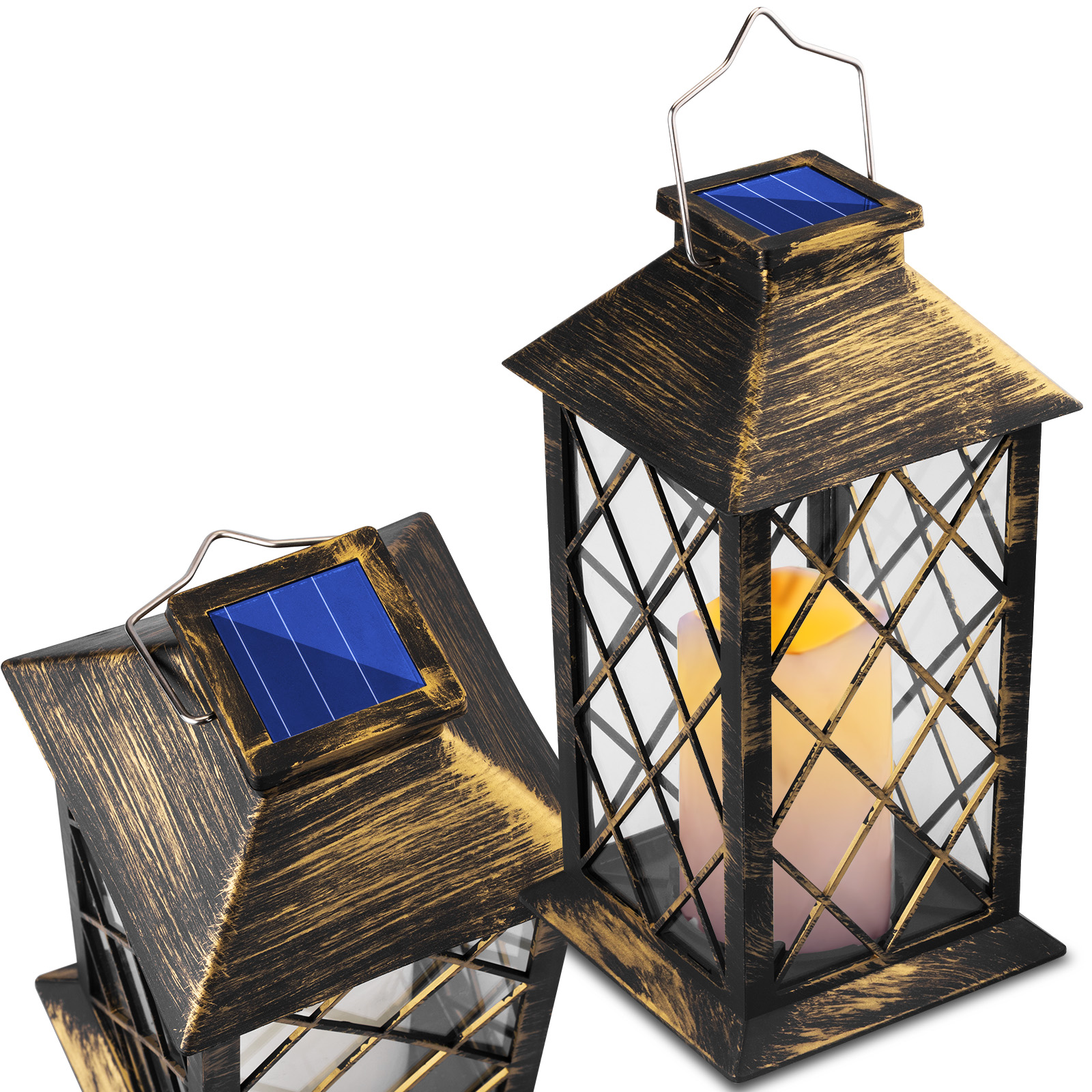 Lampa Solarna Ogrodowa LED Stojąca Latarnia LIRIO 2 IP44 Wisząca Patyna Latarenka LUMILED - główne zdjęcie produktu