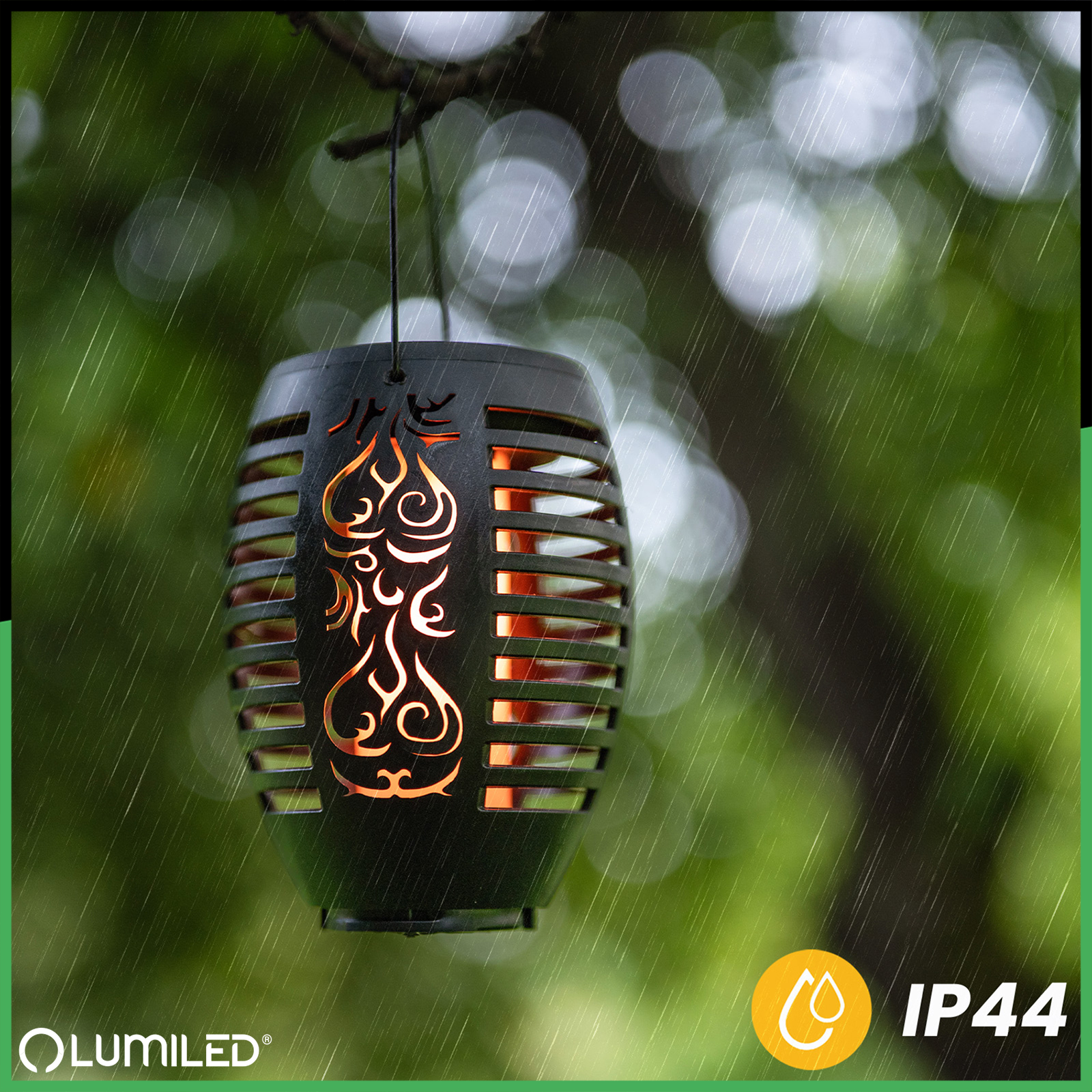 Lampa Solarna Ogrodowa LED Wisząca LATARENKA IGNIS Płomień IP44 1800K LUMILED - druga cecha produktu