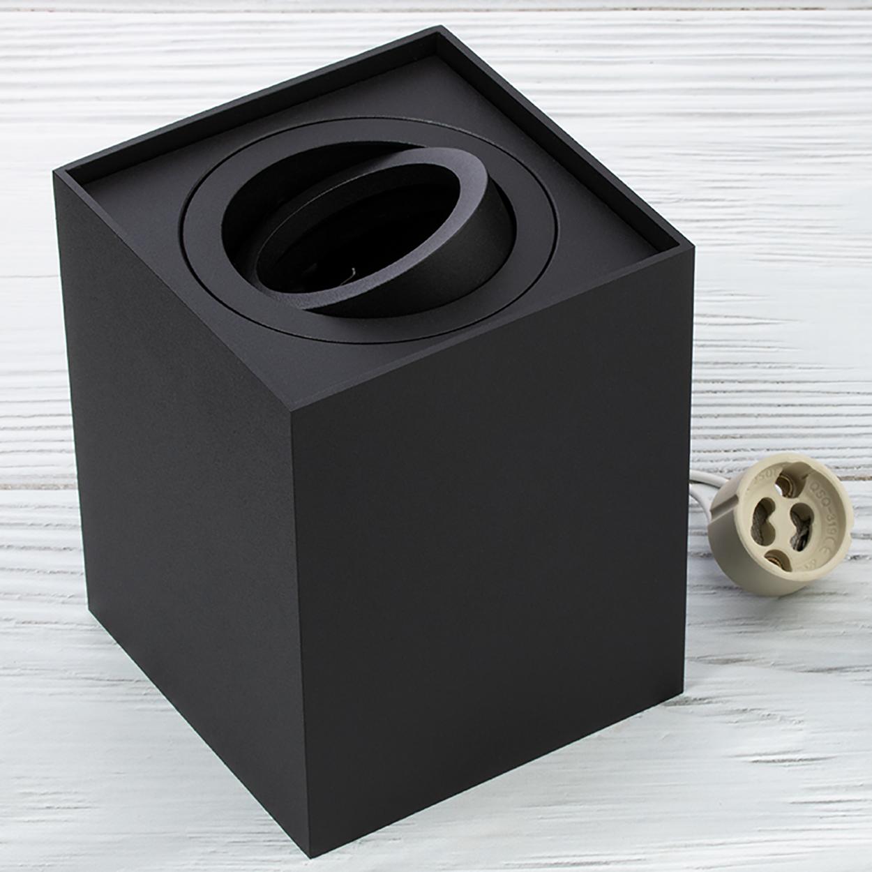 Oprawa Natynkowa HALOGENOWA Spot Tuba Ruchoma GU10 Kwadratowa Czarna 115mm AMAT-L LUMILED - skład produktu