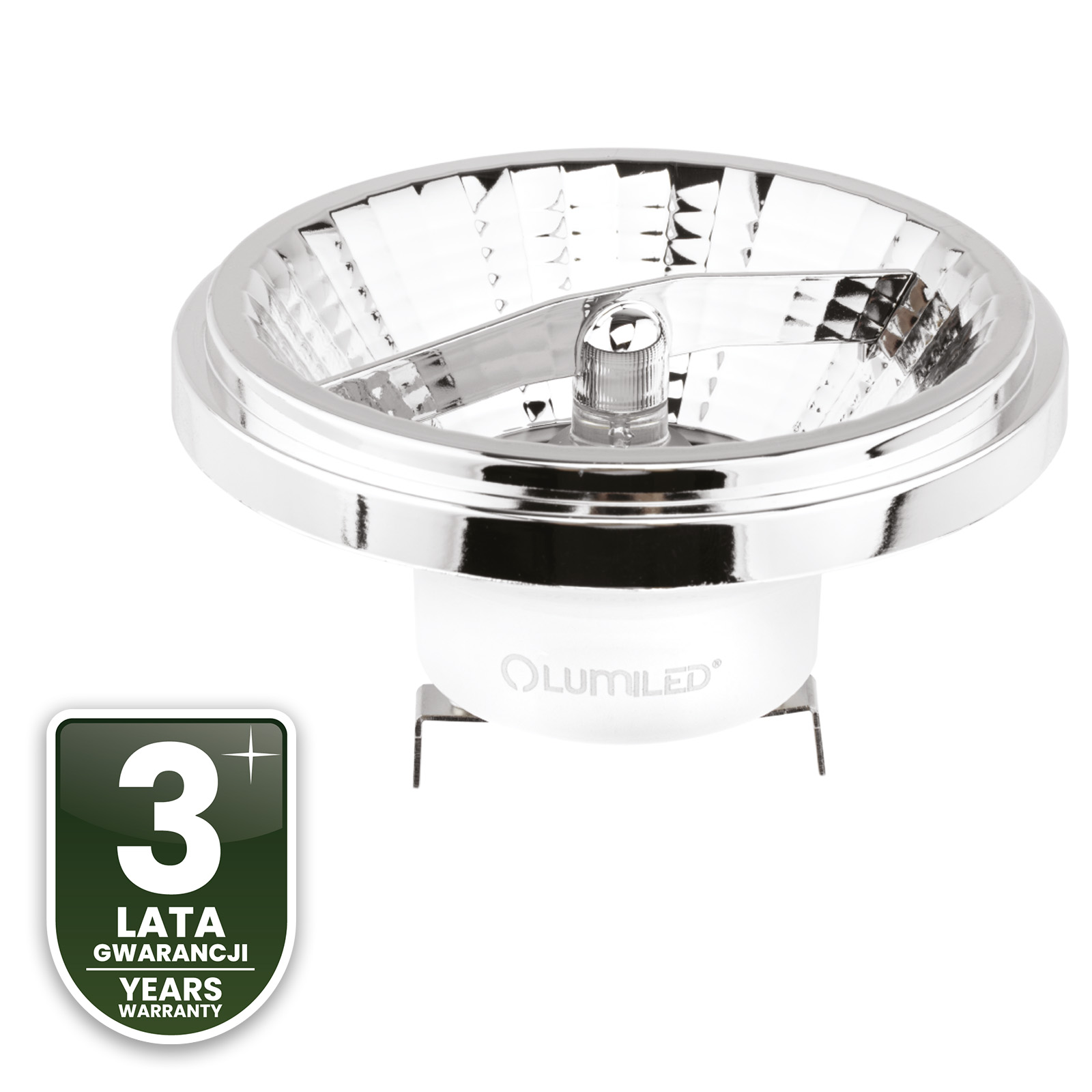 Żarówka LED G53 Reflektor AR111 15W = 100W 1521lm 3000K Ciepła 24° 12V Srebrna LUMILED - czwarta cecha produktu