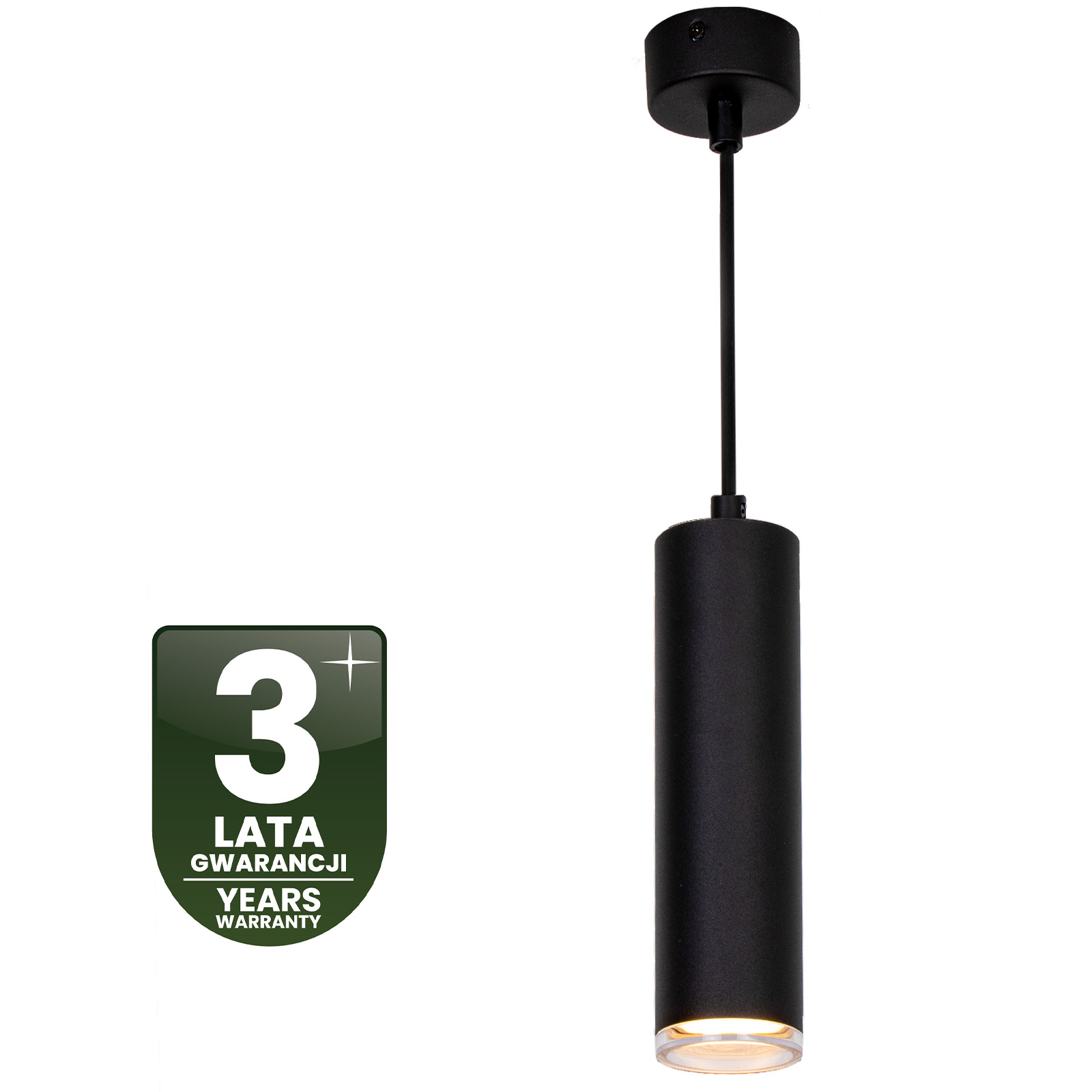 Lampa Wisząca Sufitowa LED GU10 Żyrandol Reflektor Tuba Zwis IP44 ADERO Czarny LUMILED - czwarta cecha produktu