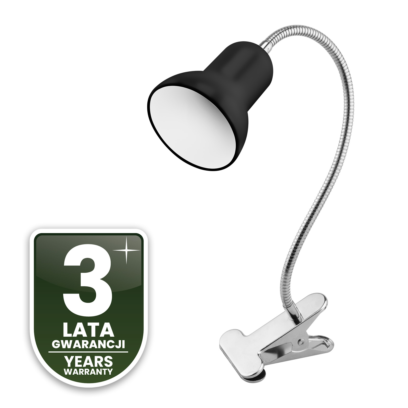 Lampka Biurkowa Stołowa Regulowana DONA Szkolna Nocna E27 Klips Czarna LUMILED - czwarta cecha produktu