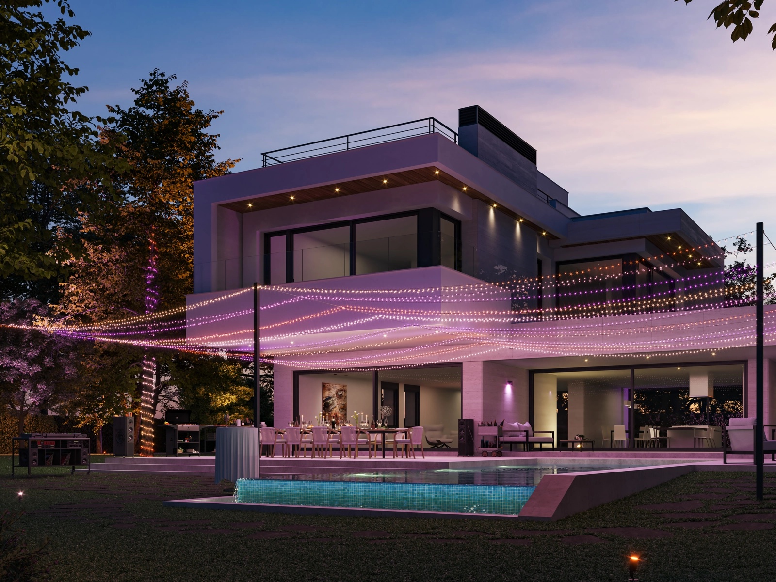 Lampki Choinkowe Zewnetrzne LED 40m 28W 500LED IP44 Girlanda White and Color Ambiance RGB + TW Inteligentna SMART Zigbee Bluetooth Festavia Philips HUE - trzecia cecha produktu