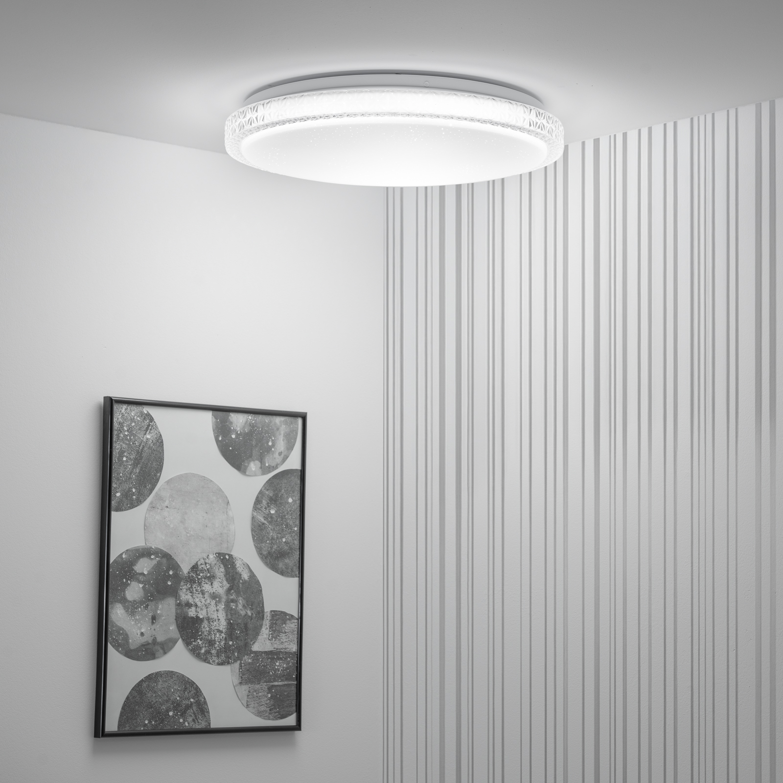 Plafon LED Lampa Sufitowa Natynkowa AGA2 48W IP44 CCT Biały Okrągły 40cm + PILOT LUMILED - aranżacja