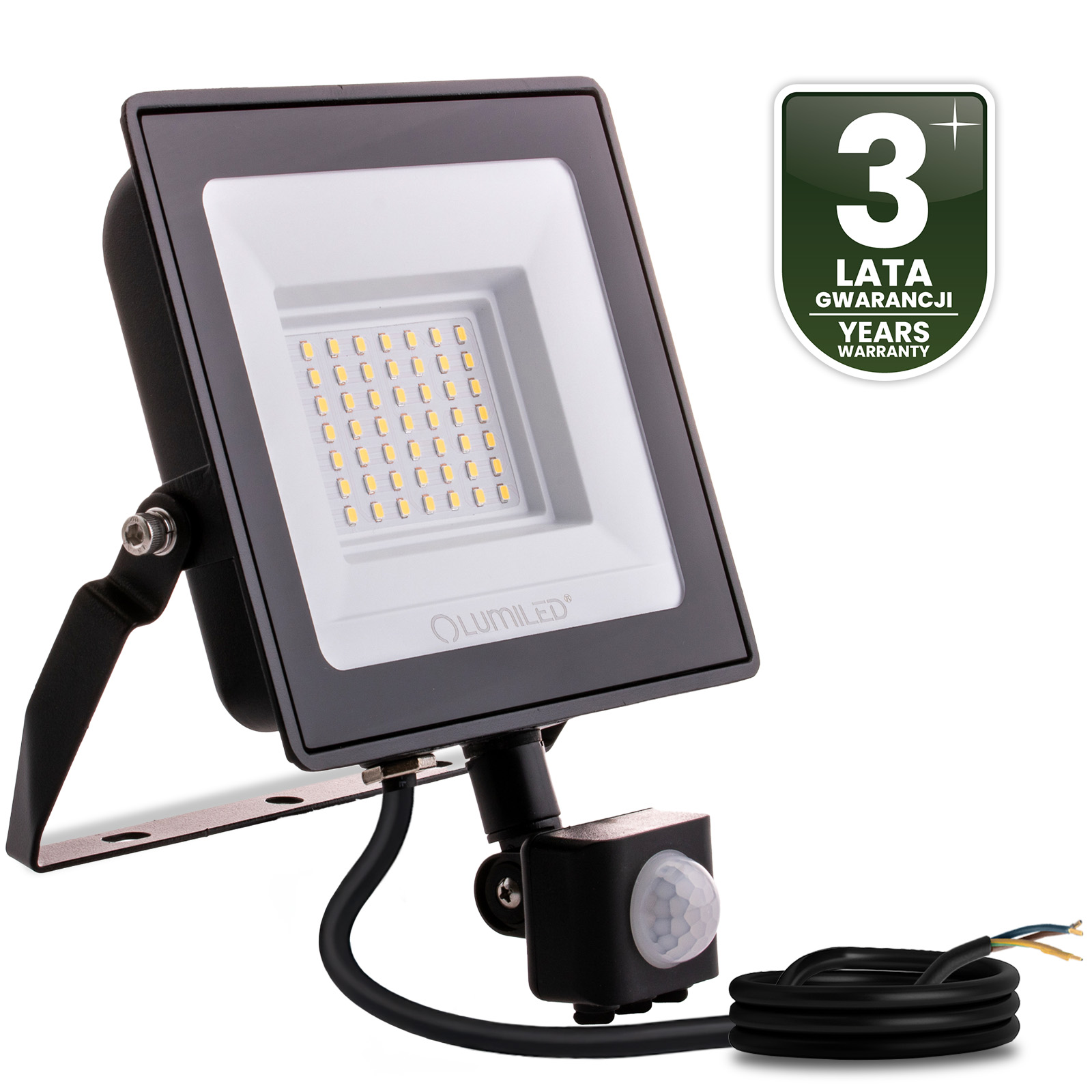 Naświetlacz LED ZUNA2 50W 4500lm 6500K IP44 Czarny Czujnik Ruchu LUMILED - czwarta cecha produktu
