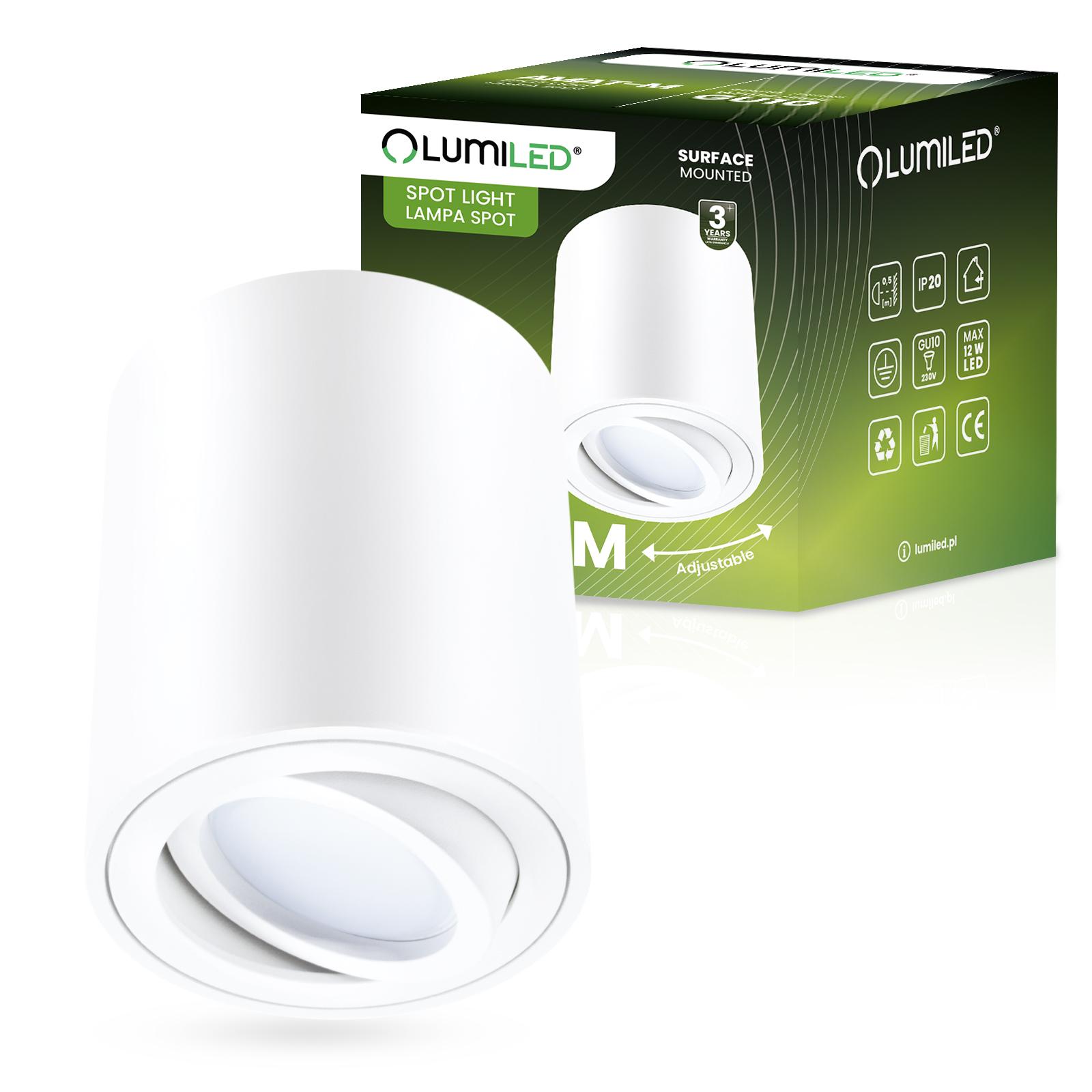 Oprawa Natynkowa HALOGENOWA Spot Tuba Ruchoma GU10 Okrągła Biała 84mm AMAT-M LUMILED - główne zdjęcie produktu