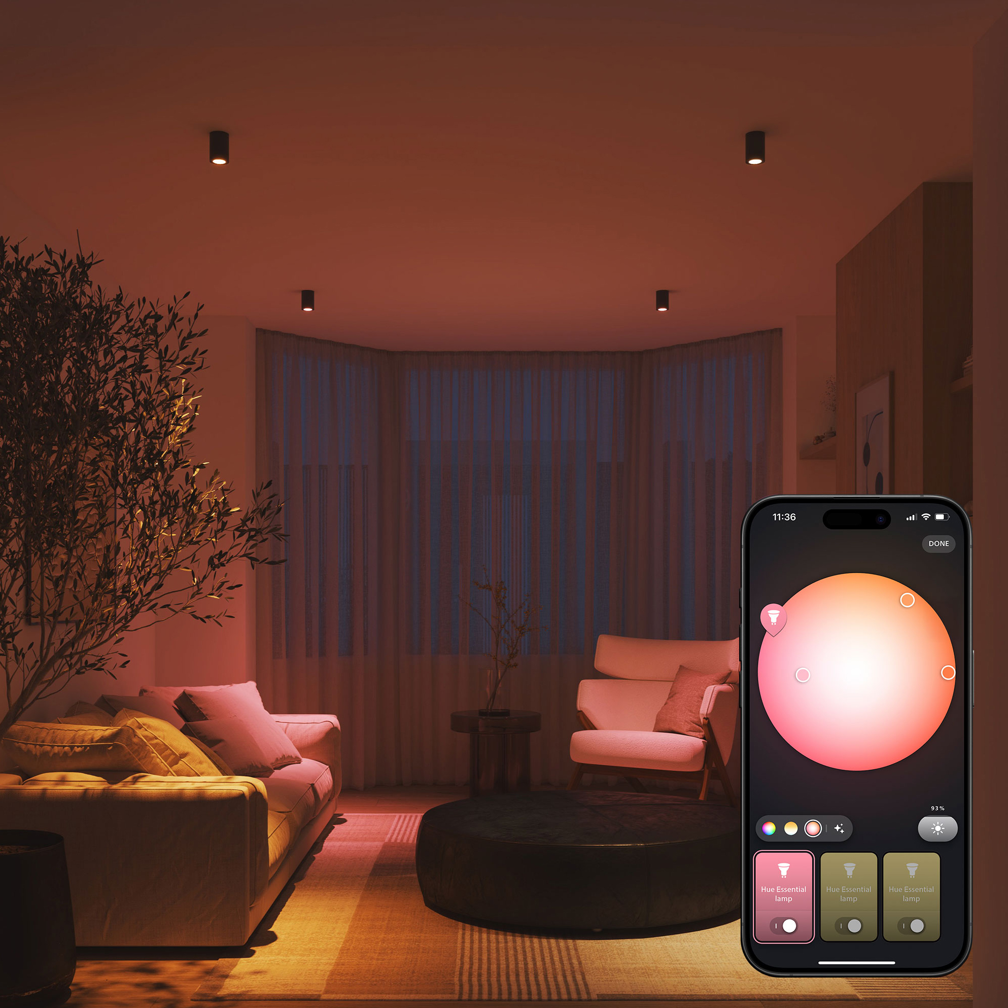 3x Żarówka LED GU10 Reflektor PAR16 4,7W = 50W 345lm 2200-6500K CCT + RGB SMART Inteligentna Bluetooth ZigBee White and Color Ambiance + Mostek Bridge Zestaw Startowy Philips HUE - pierwsza cecha produktu