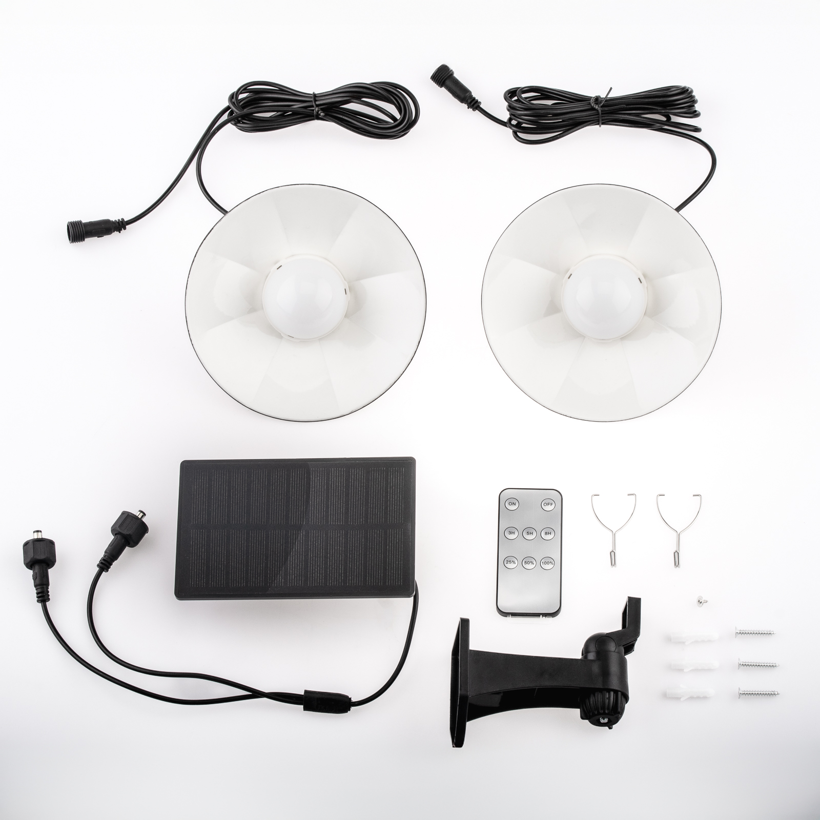 2x Lampa Solarna LED HELIA Żyrandol Wisząca Ogrodowa Sufitowa Czujnik Pilot Panel LUMILED - skład produktu