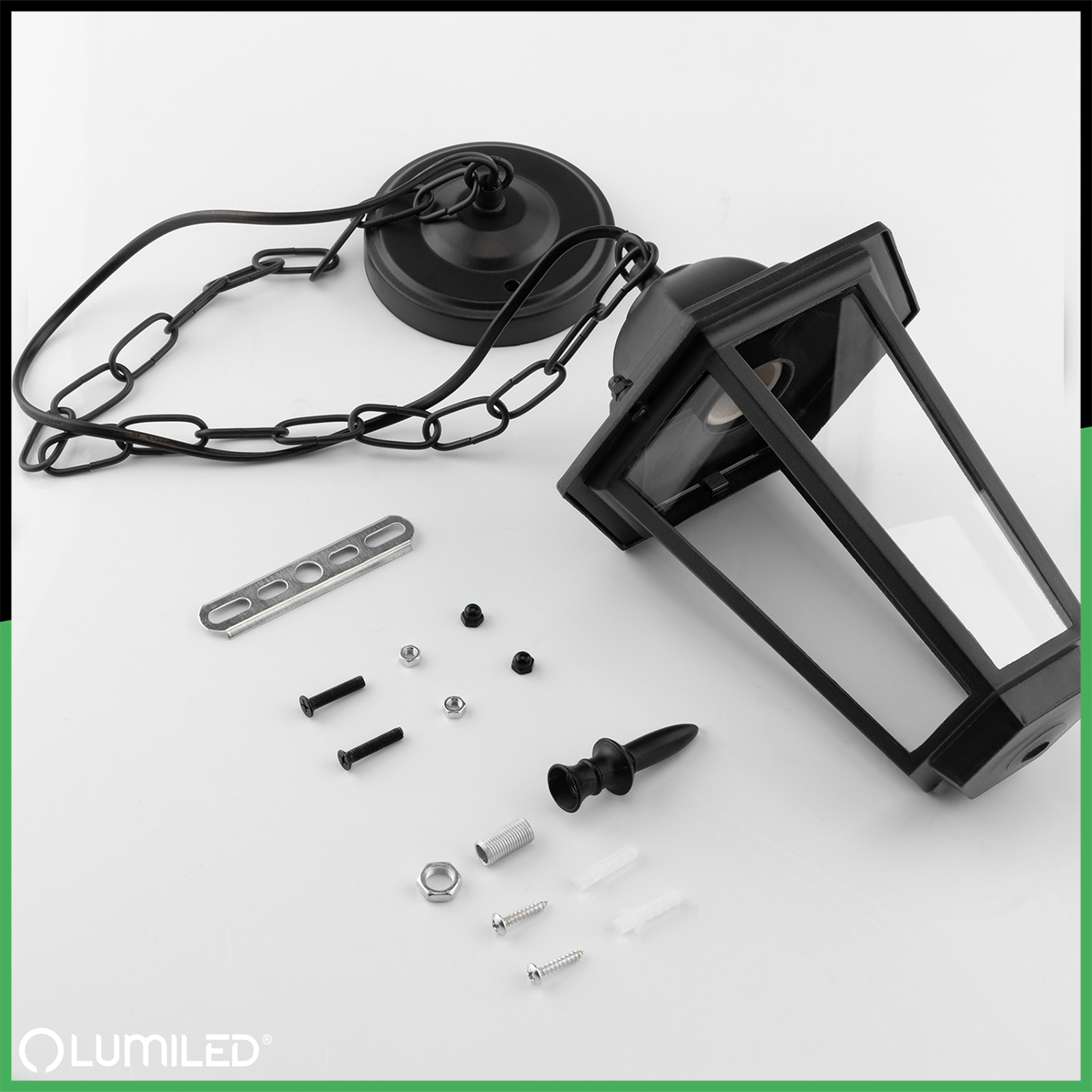 Lampa Ogrodowa Wisząca Zewnętrzna E27 LATARNIA Czarna BELLIS LUMILED - skład produktu