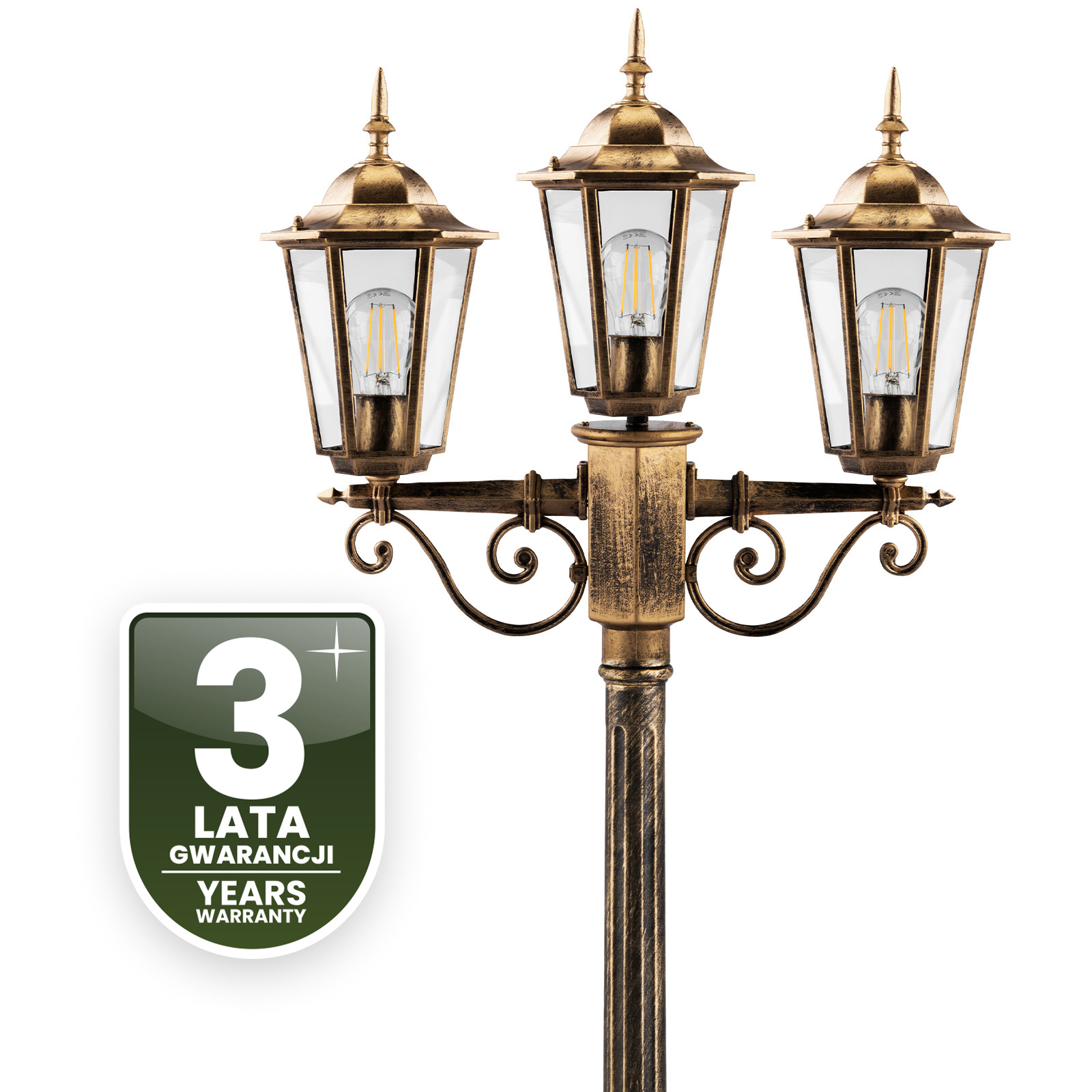 Lampa Ogrodowa Zewnętrzna 3xE27 SŁUPEK LATARNIA 2m Patyna BELLIS LUMILED - czwarta cecha produktu