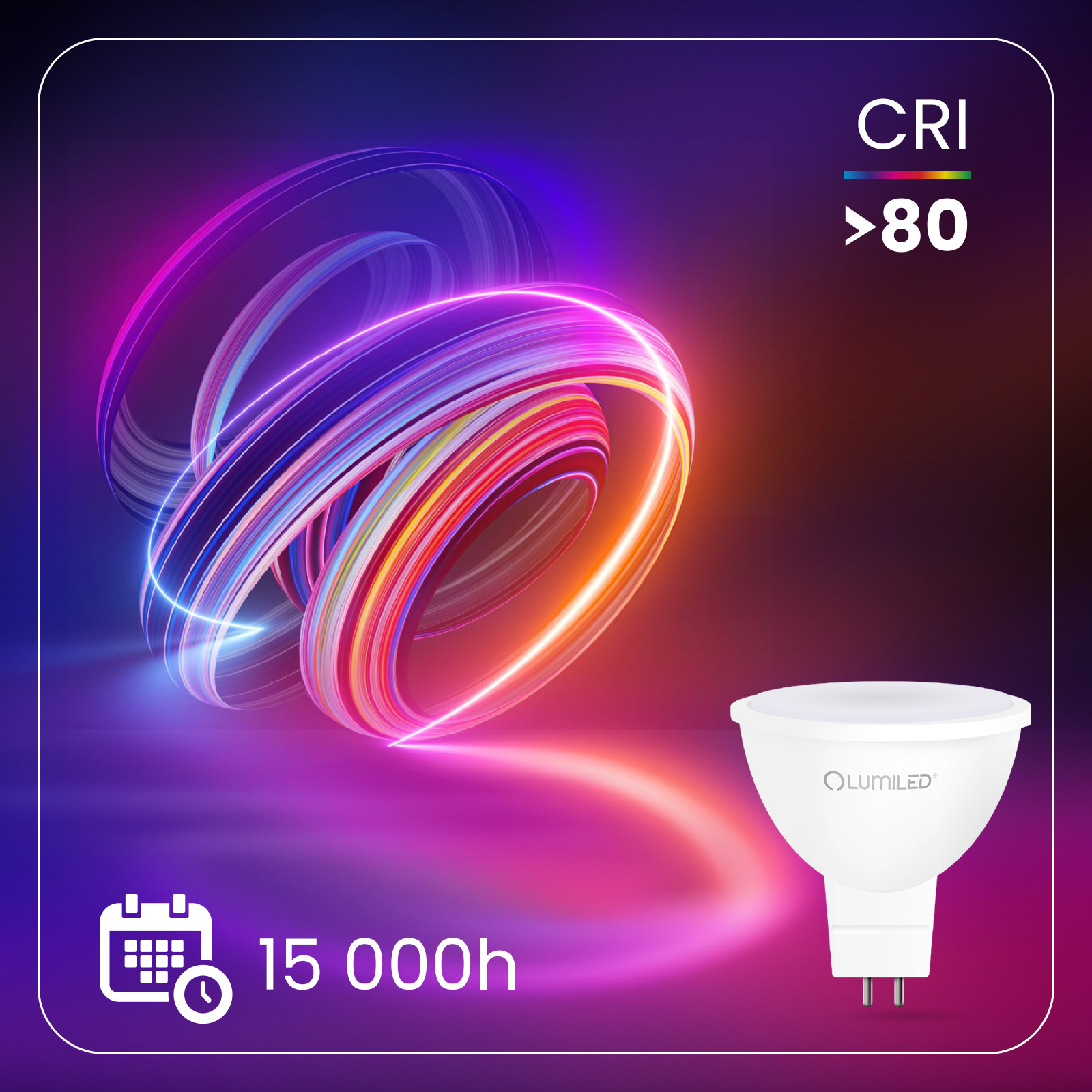 10x Żarówka LED GU5.3 Reflektor MR16 8W = 80W 720lm 4000K Neutralna 120° LUMILED - druga cecha produktu