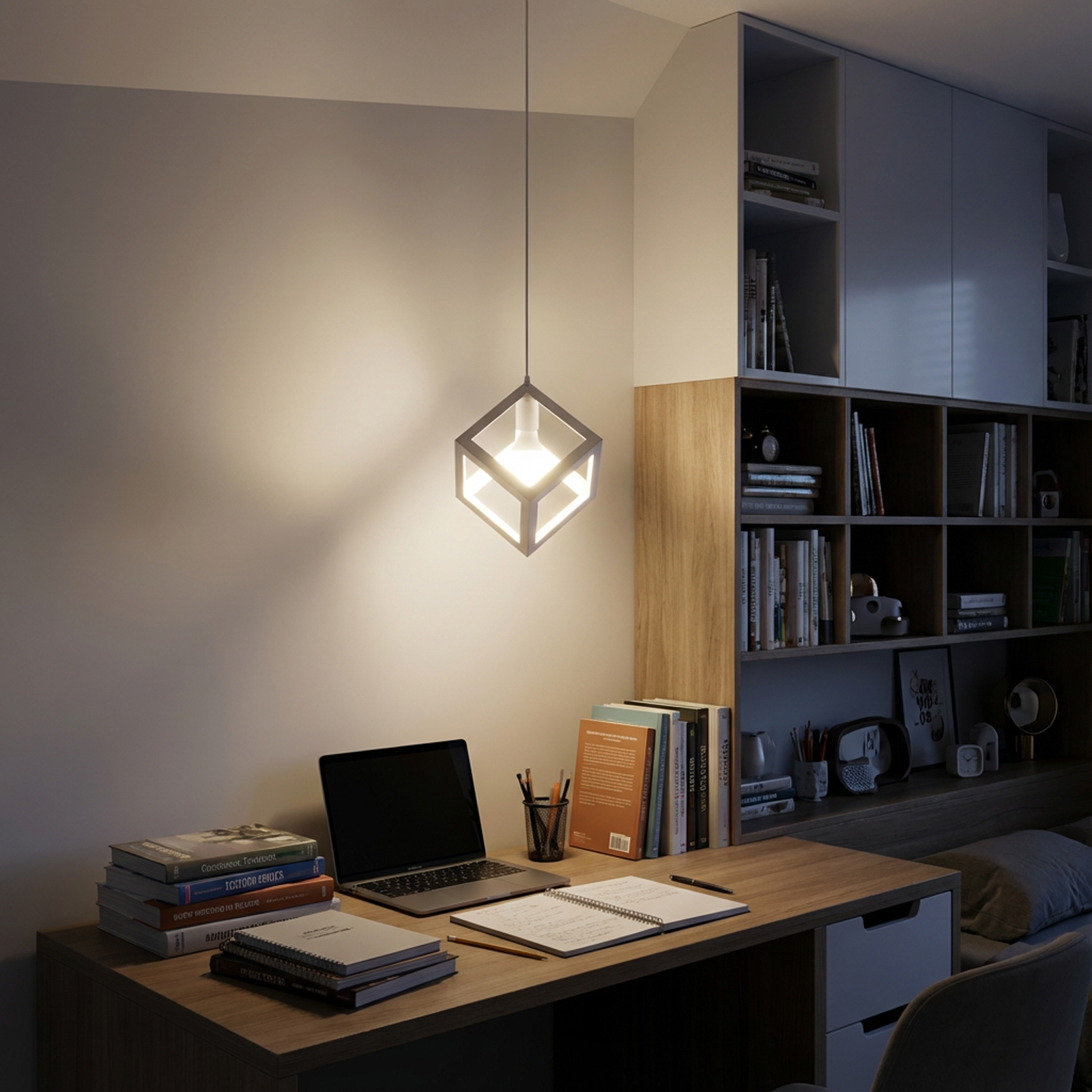 Lampa Wisząca Sufitowa Geometryczna Kwadrat Zwis LED E27 TALUS Biała LUMILED - obszar zastosowań