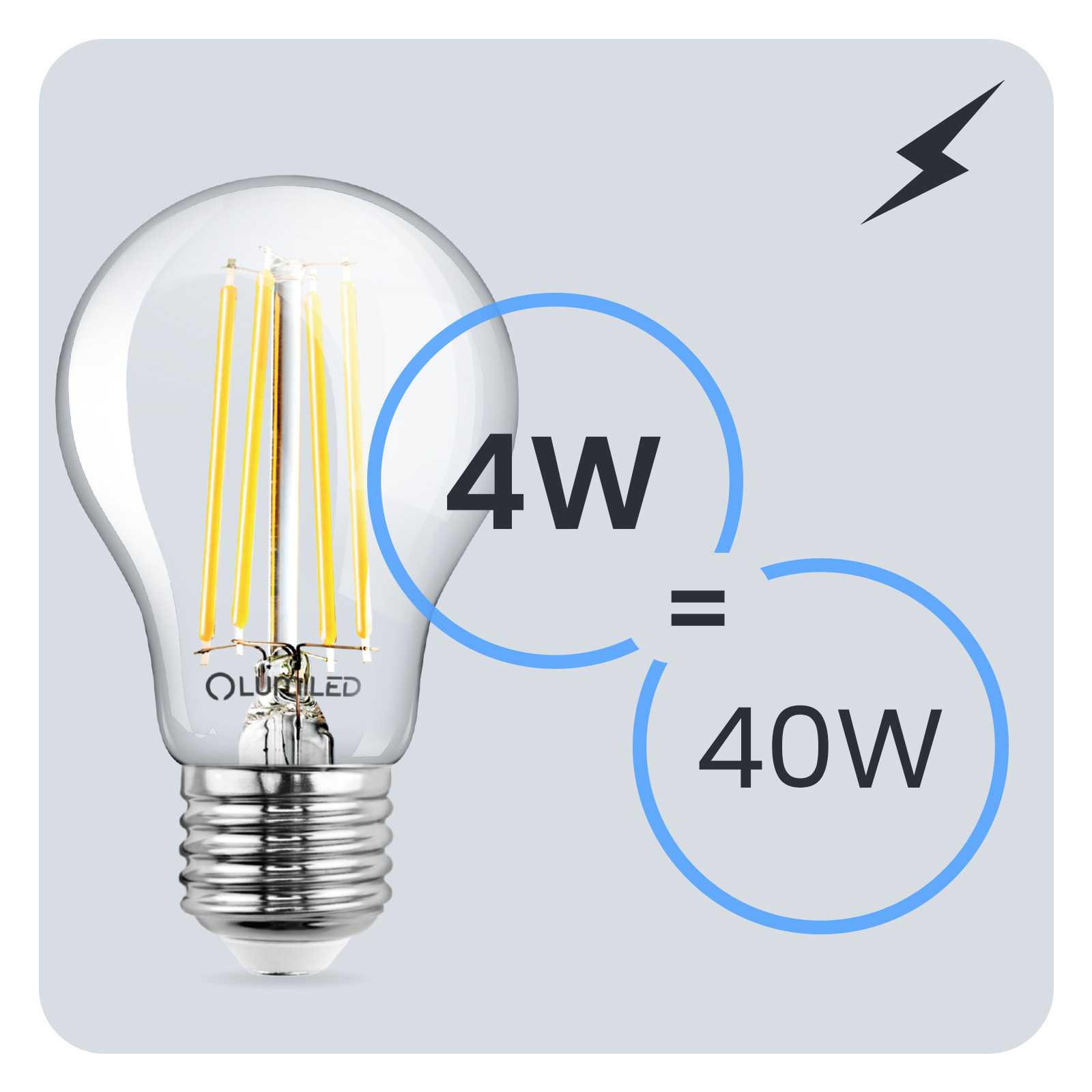 Żarówka LED E27 A60 4W = 40W 470lm 3000K Ciepła 360° FILAMENT LUMILED - trzecia cecha produktu