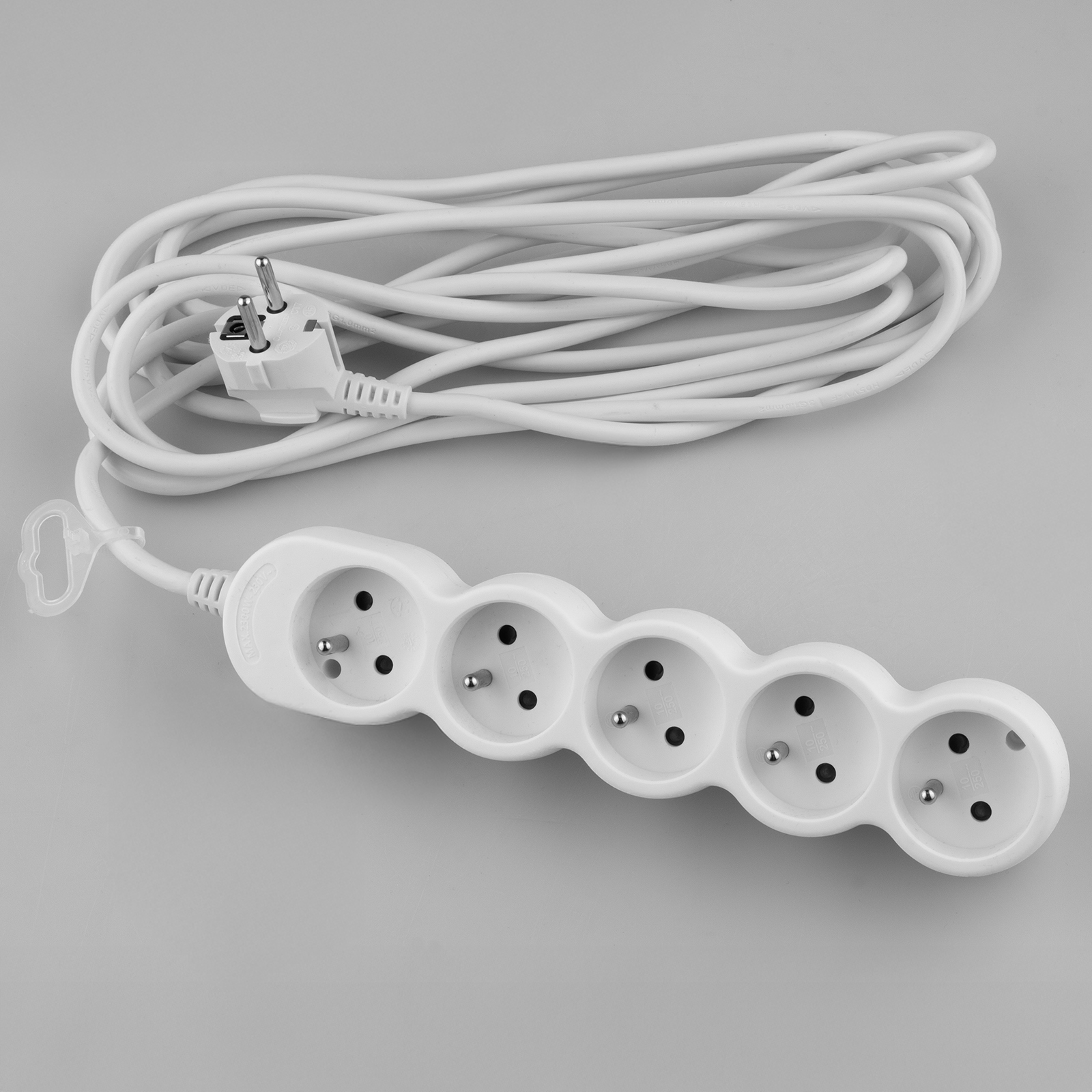 Przedłużacz Sieciowy Kabel z Uziemieniem Listwa Zasilająca 5 Gniazda 5m Biały Sznur Lendo Lumiled - skład produktu