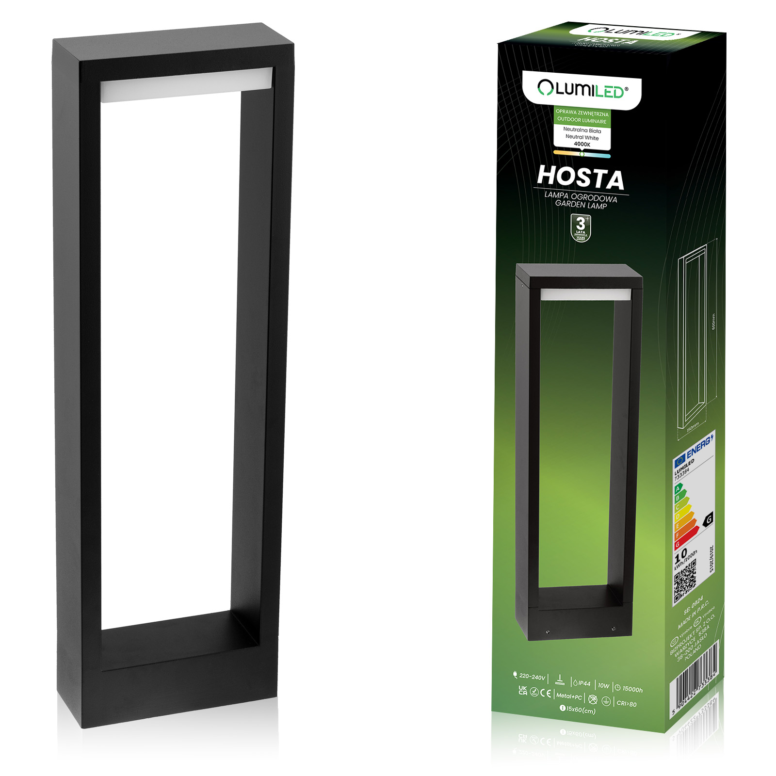 Lampa Ogrodowa Słupek Zewnętrzny Stojący LED 10W HOSTA 60cm LUMILED - główne zdjęcie produktu