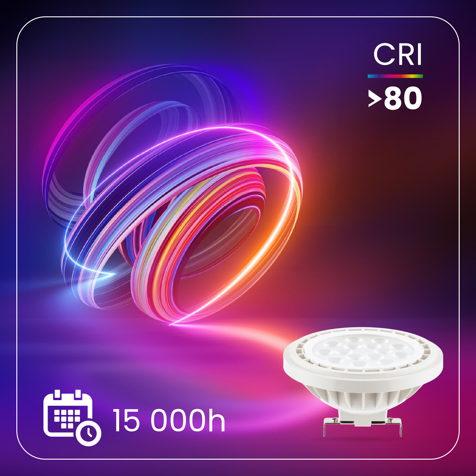 10x Żarówka LED G53 Reflektor AR111 15W = 100W 1521lm 4000K Neutralna 38° 12V LUMILED - druga cecha produktu