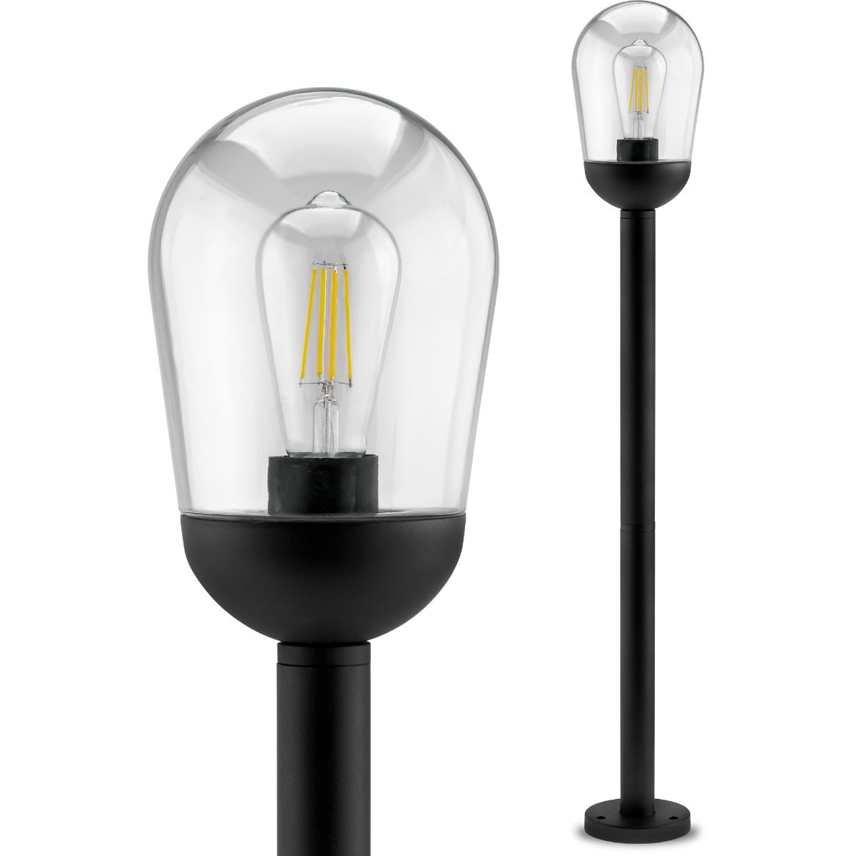 Lampa Ogrodowa Zewnętrzna E27 Czarny SŁUPEK 100cm OVALIS LUMILED - główne zdjęcie produktu