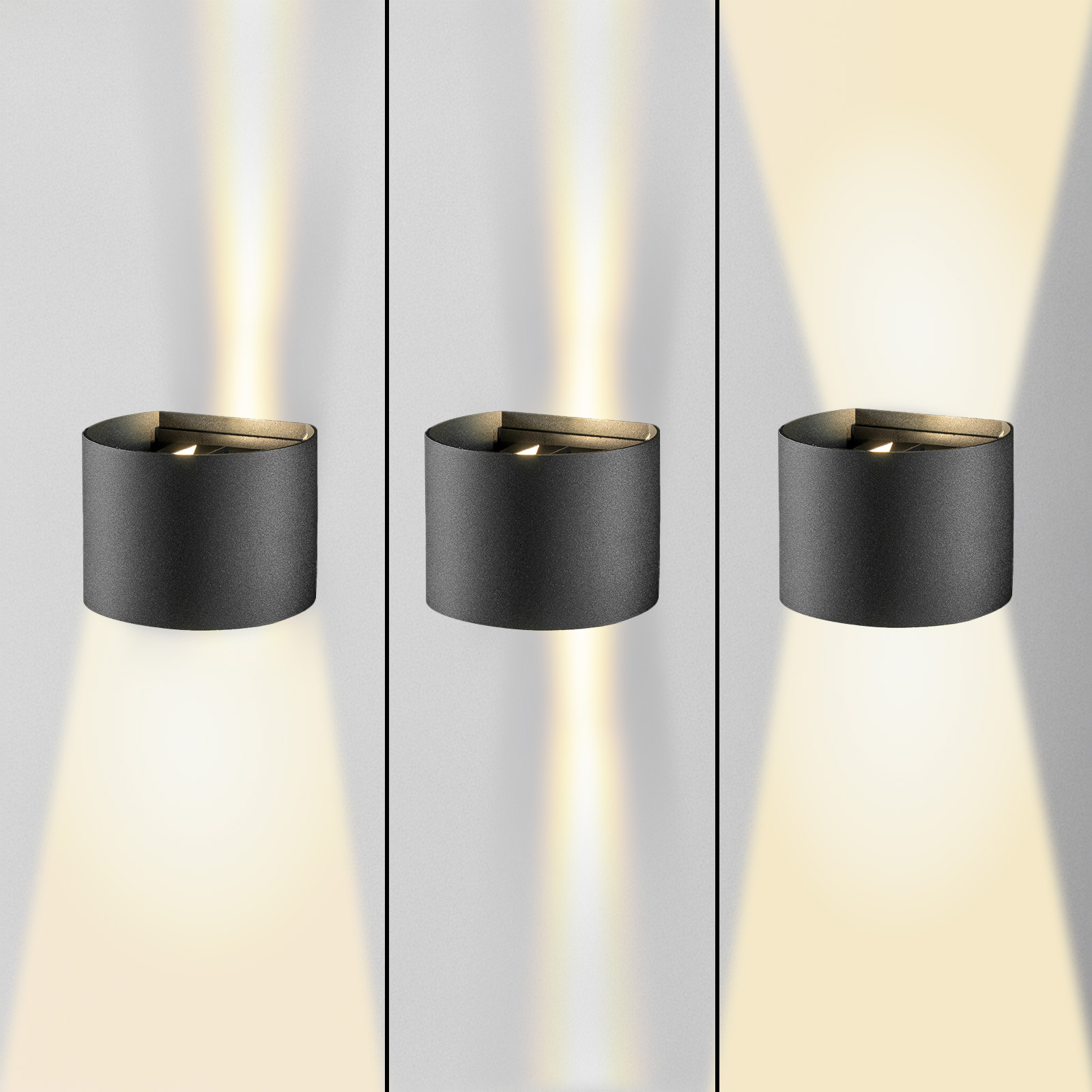 Kinkiet Ogrodowy Elewacyjny LED G9 Regulowany Okrągły Góra Dół Czarny PYXIS LUMILED - pierwsza cecha produktu