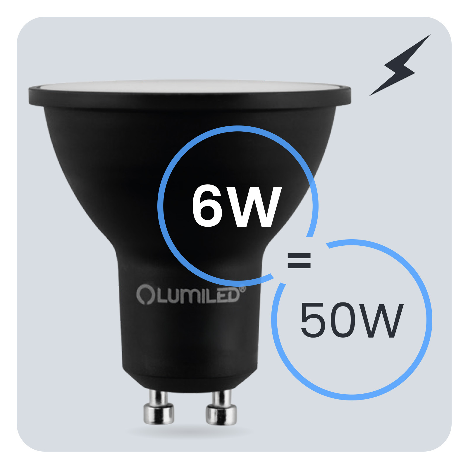 Żarówka LED GU10 Reflektor PAR16 6W = 50W 600lm 4000K Neutralna 120° Czarna LUMILED - trzecia cecha produktu