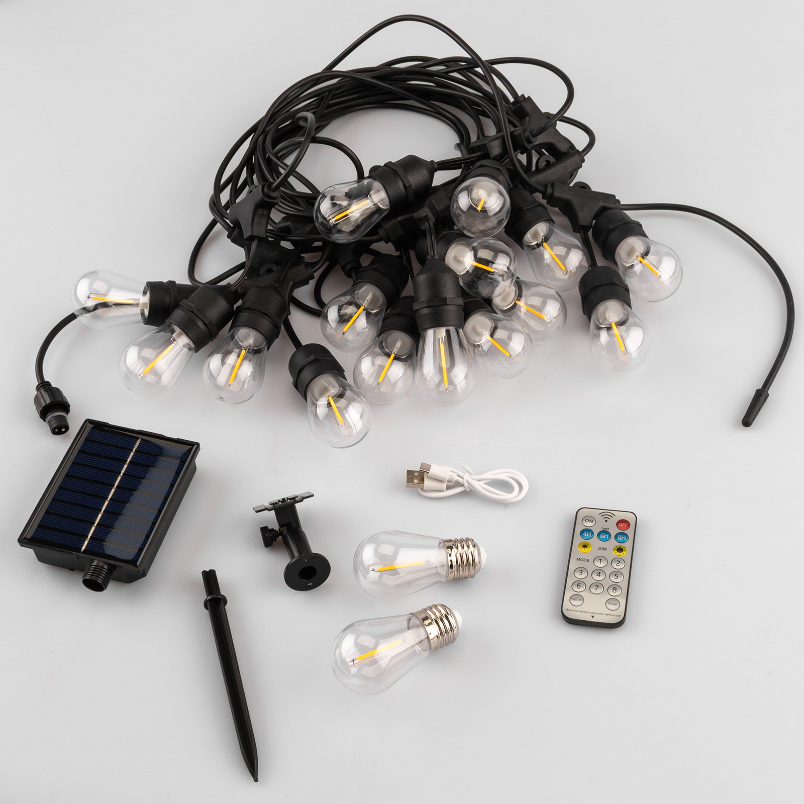 Girlanda Solarna Ogrodowa 15x  LED Ozdobne Żarówki 10m  + PILOT IP65 2700K Ciepła SOLLIS LUMILED - skład produktu