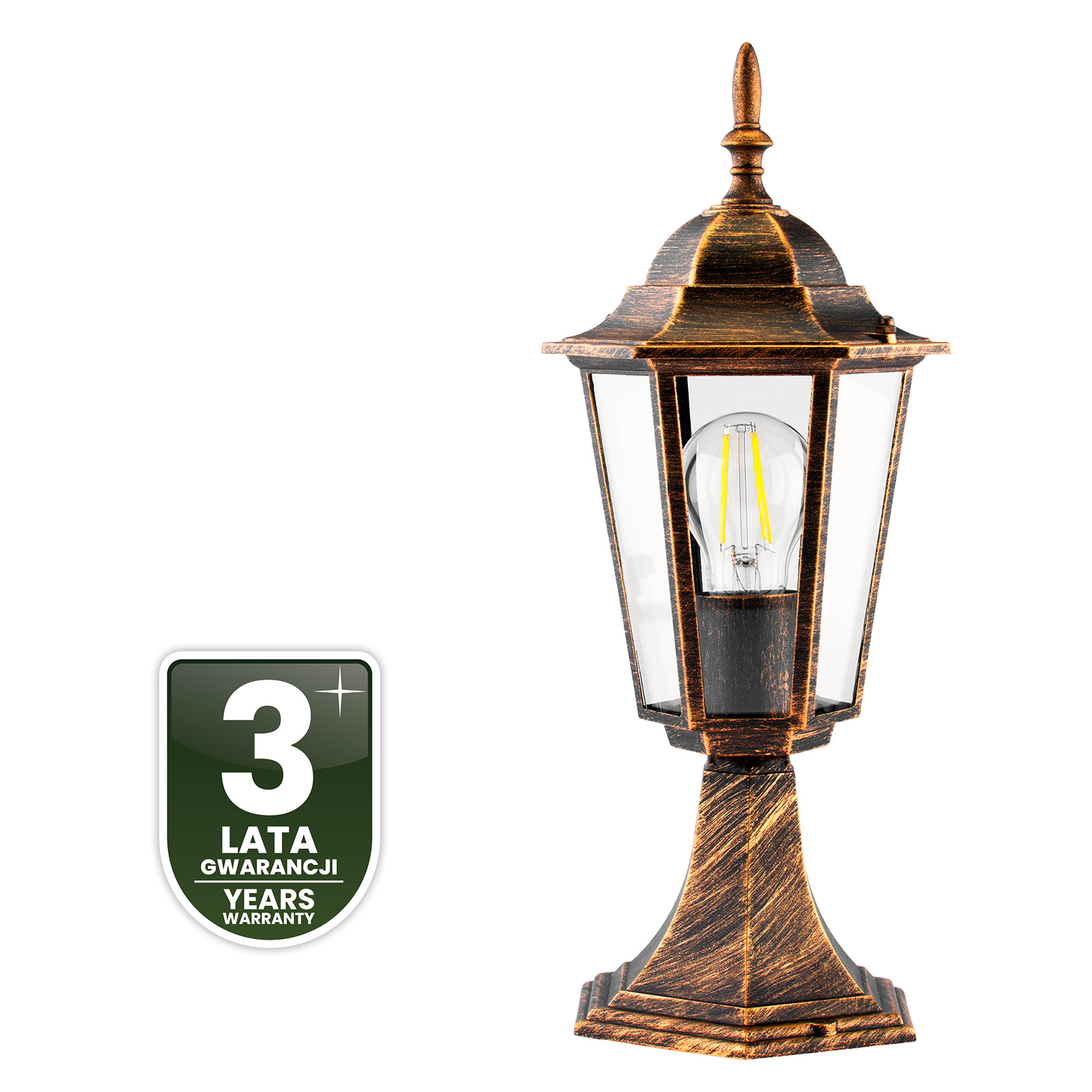 Lampa Ogrodowa Zewnętrzna E27 SŁUPEK LATARNIA 39cm Patyna BELLIS LUMILED - czwarta cecha produktu